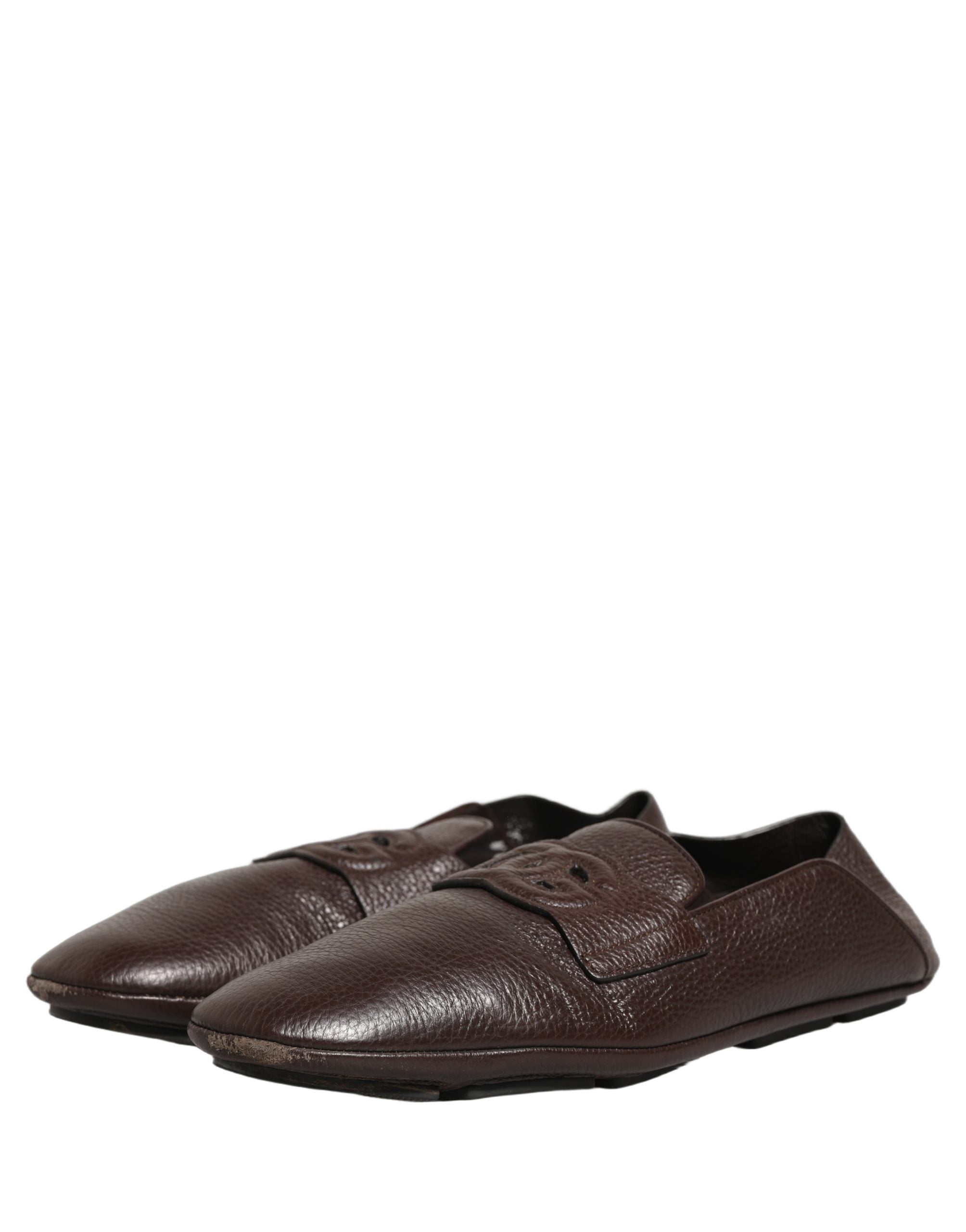 Dolce & Gabbana Brown Deerskin Leather Driver Loafers Shoes