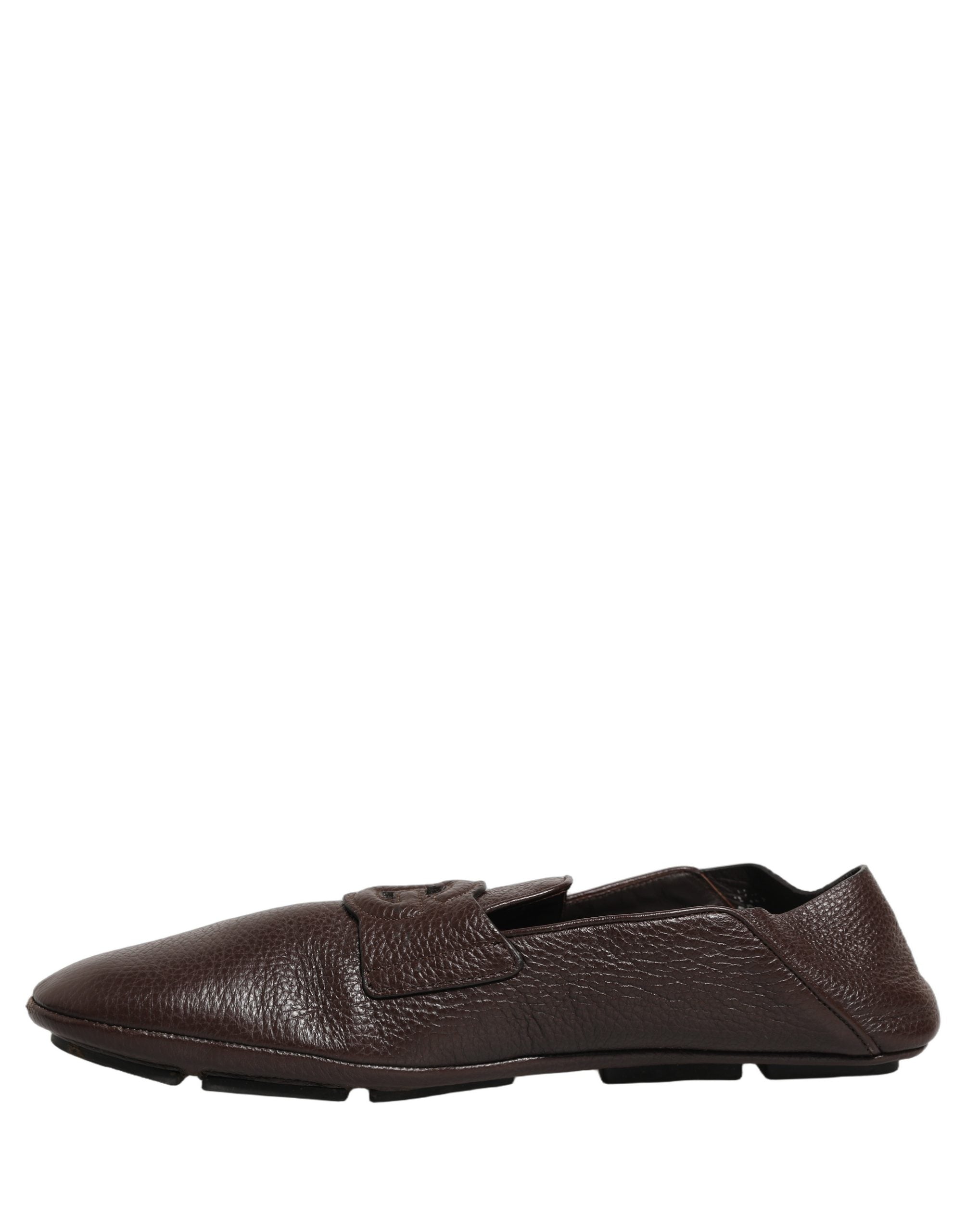 Dolce & Gabbana Brown Deerskin Leather Driver Loafers Shoes
