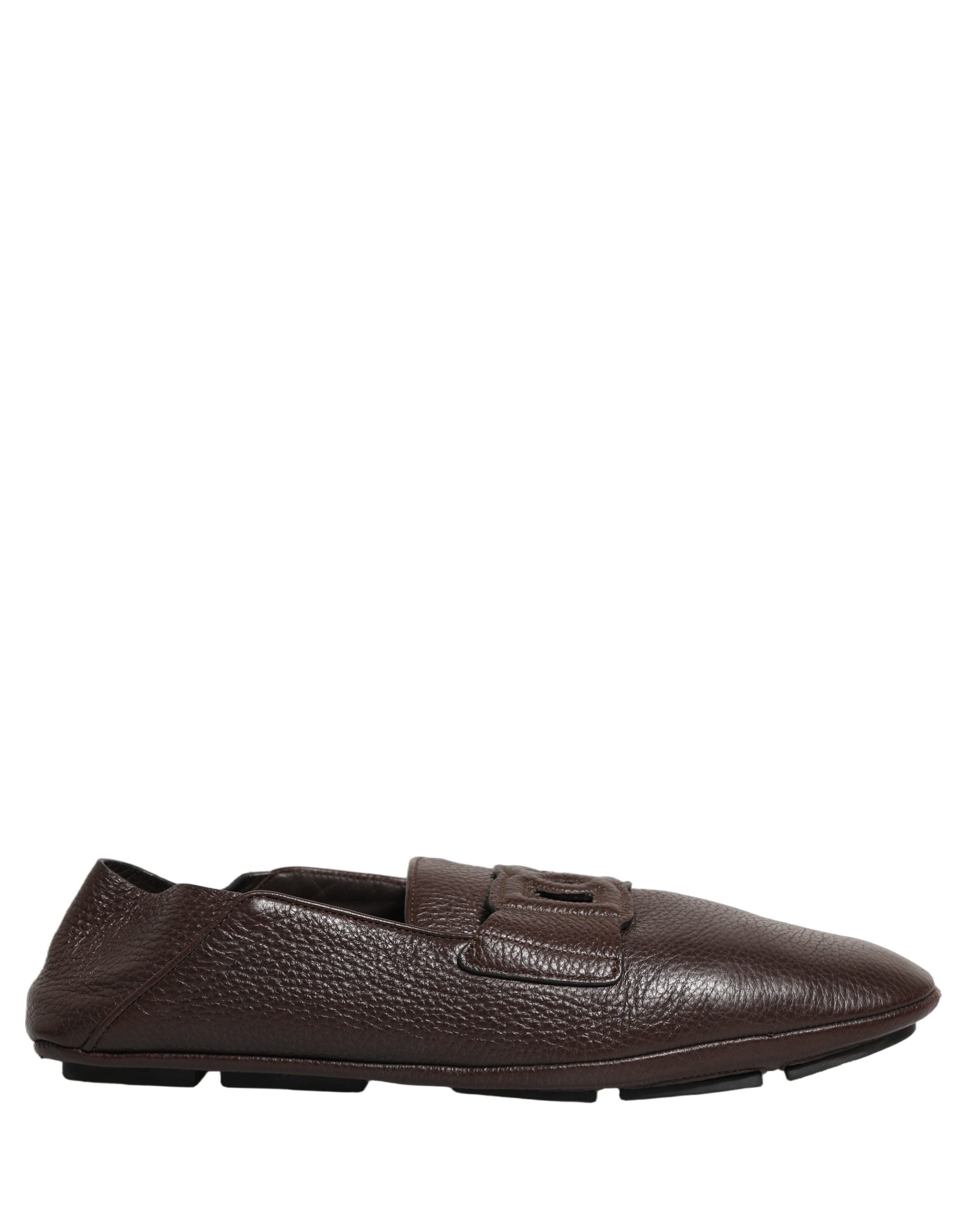 Dolce & Gabbana Brown Deerskin Leather Driver Loafers Shoes