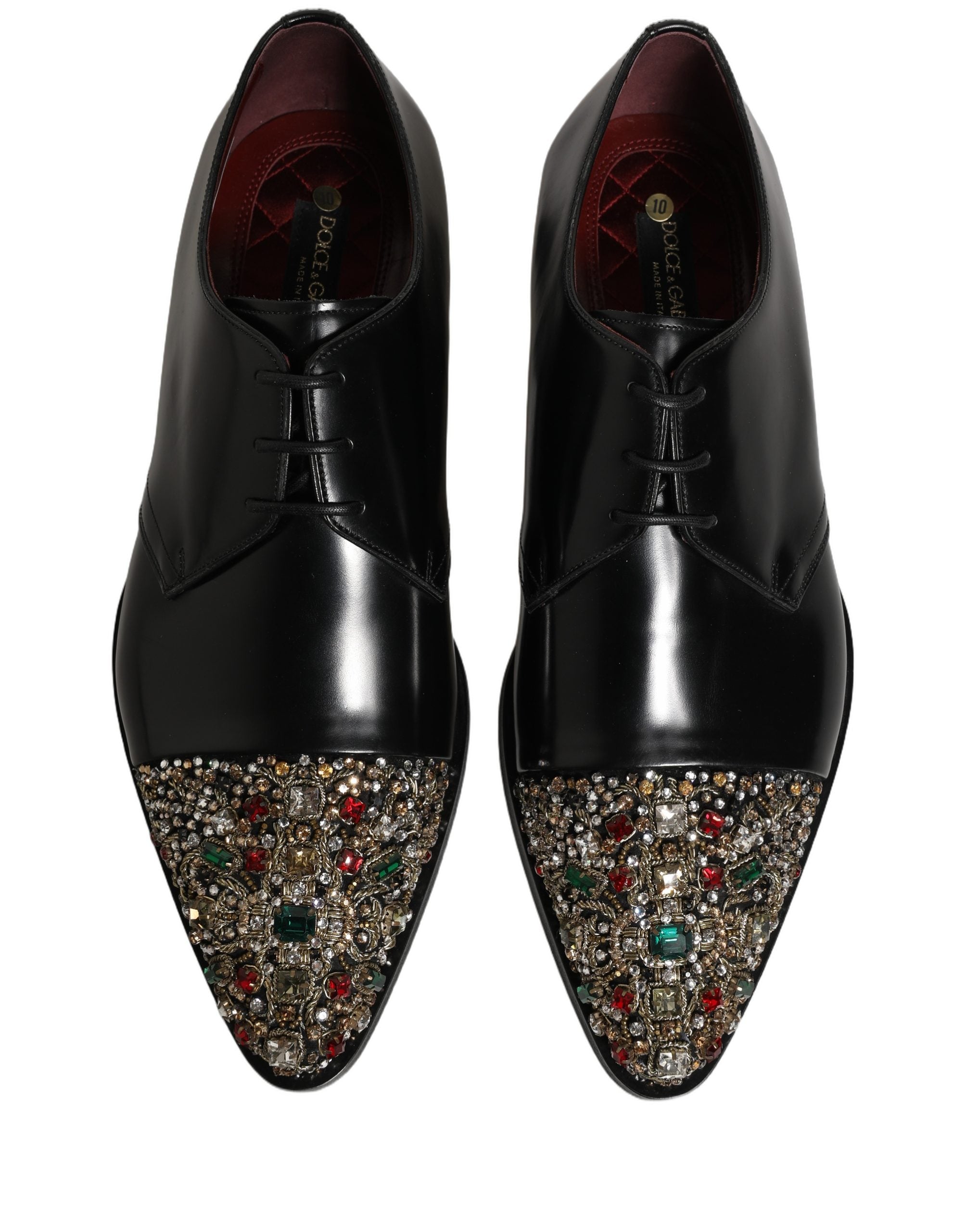 Dolce & Gabbana Black Embellished Derby Dress Formal Shoes
