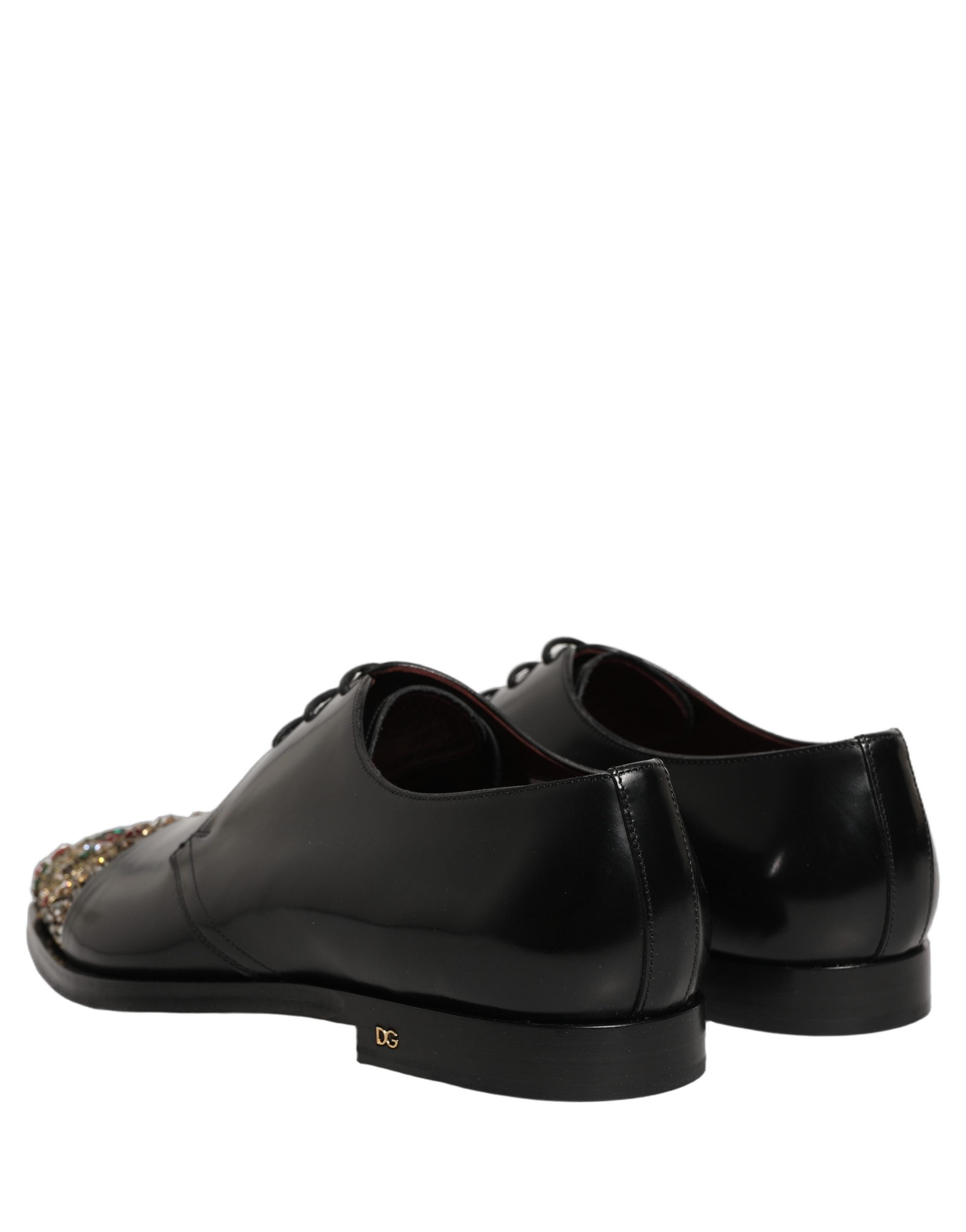 Dolce & Gabbana Black Embellished Derby Dress Formal Shoes