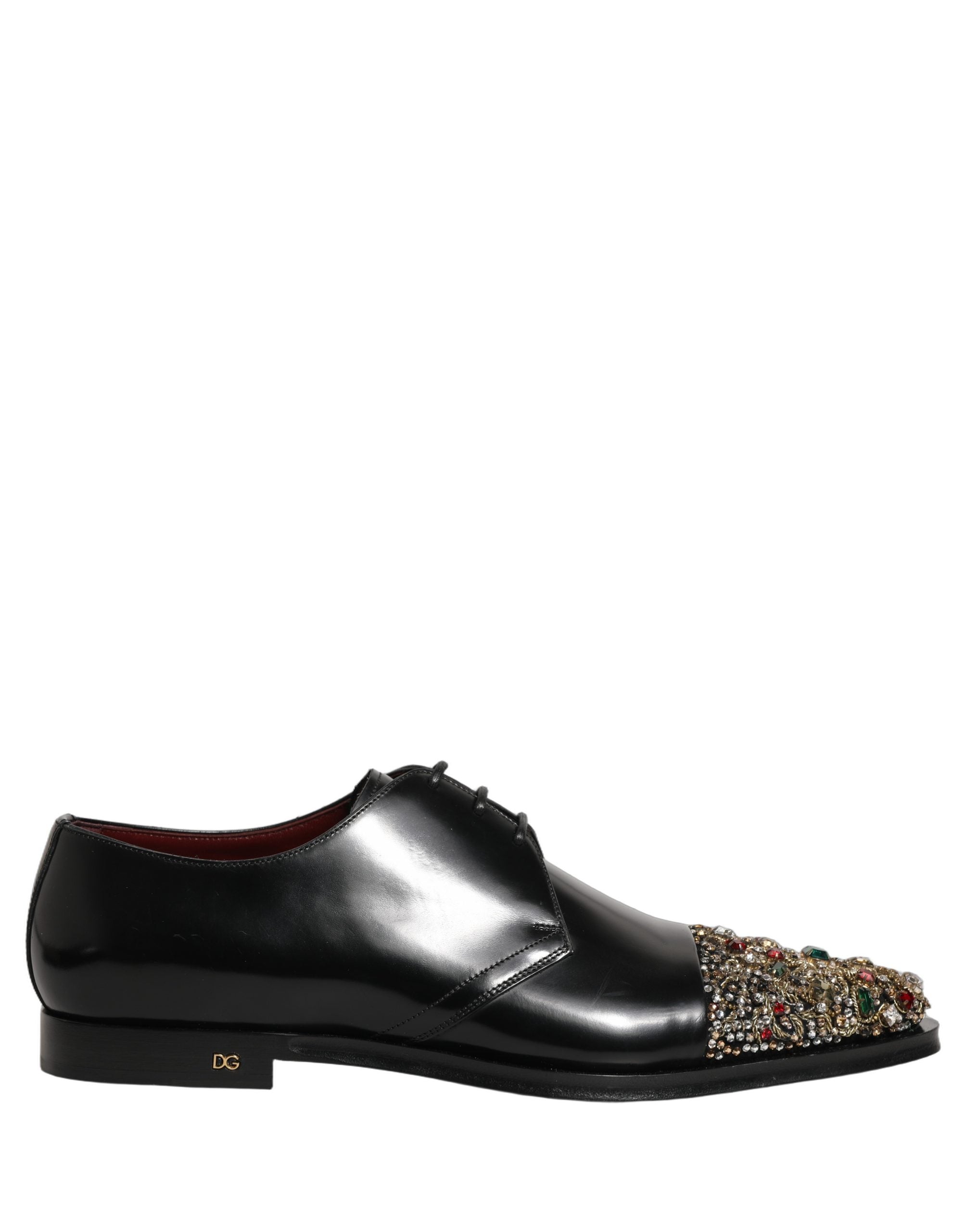 Dolce & Gabbana Black Embellished Derby Dress Formal Shoes
