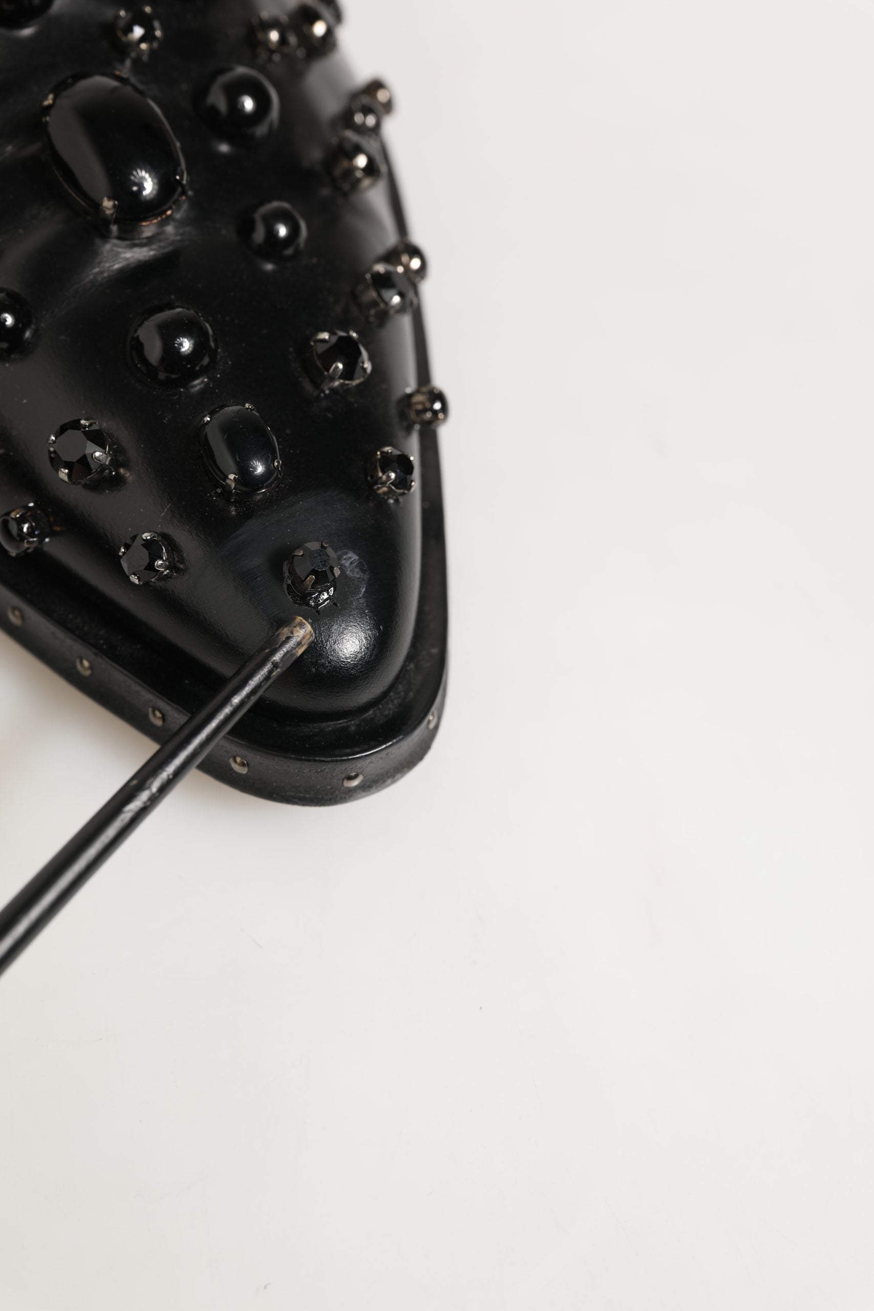 Dolce & Gabbana Black Leather Studded Men Formal Derby Shoes
