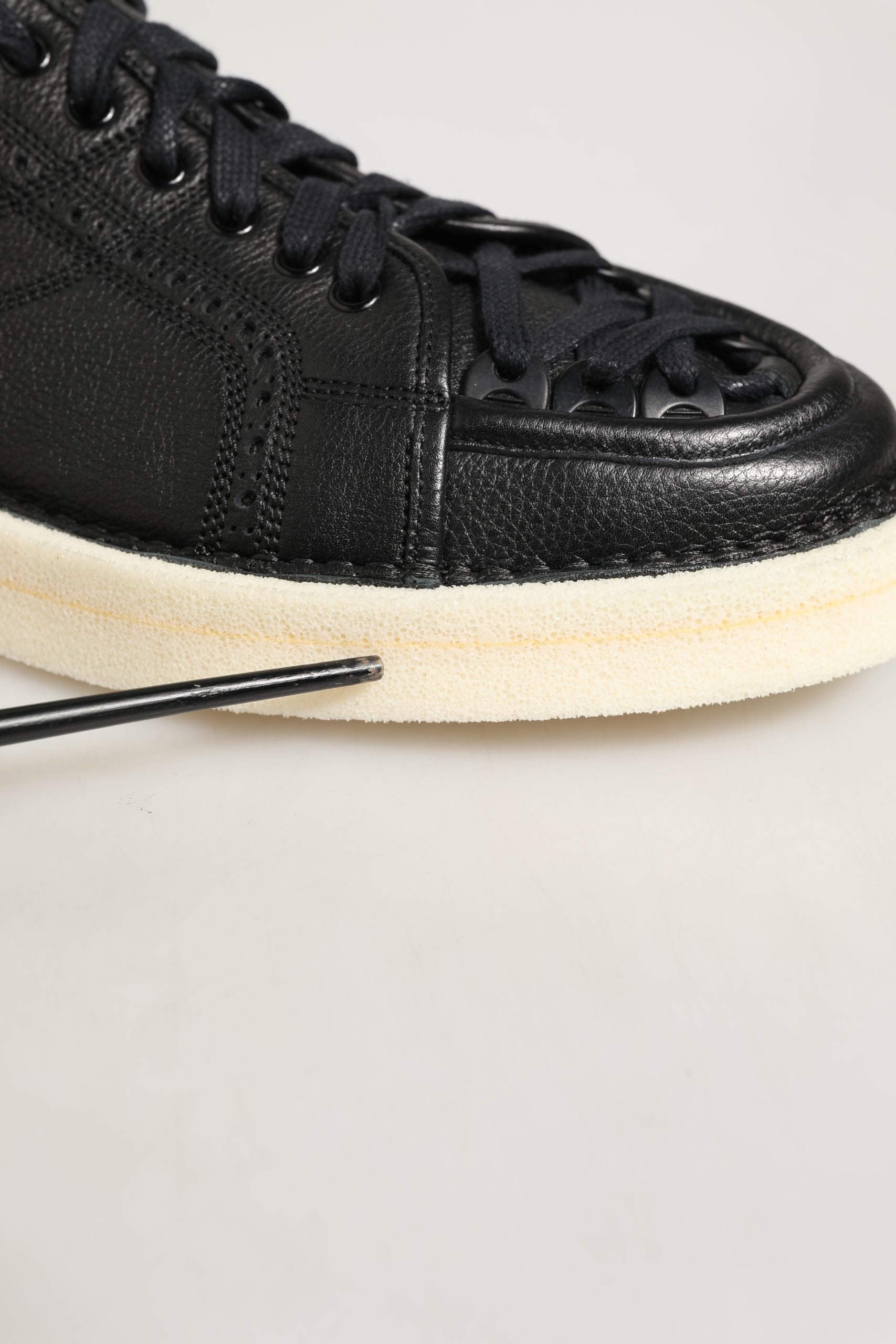 Dolce & Gabbana Black Leather Lace Up Low Top Sneakers Shoes