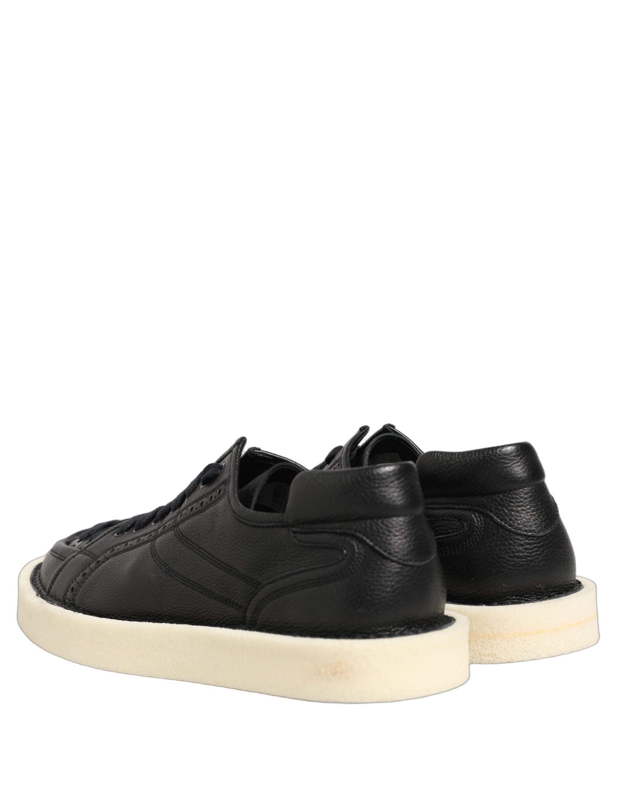 Dolce & Gabbana Black Leather Lace Up Low Top Sneakers Shoes