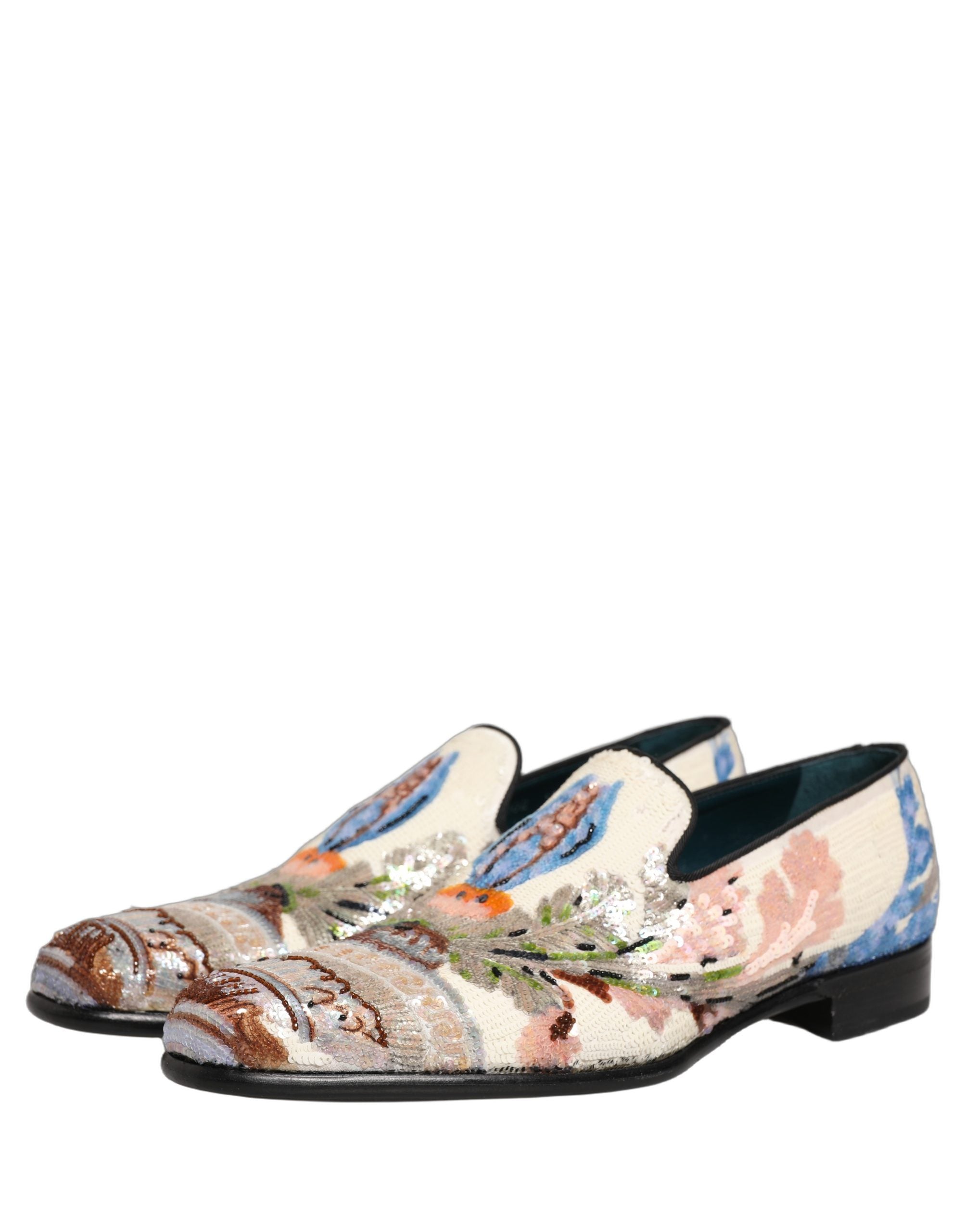 Dolce & Gabbana Multicolor Sequin Embroidered Loafers Shoes