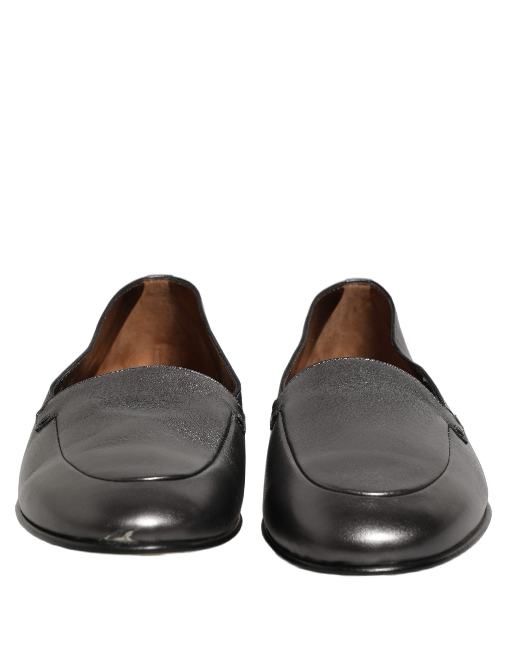 Dolce & Gabbana Silver Leather DG Logo Slip On Loafers Shoes