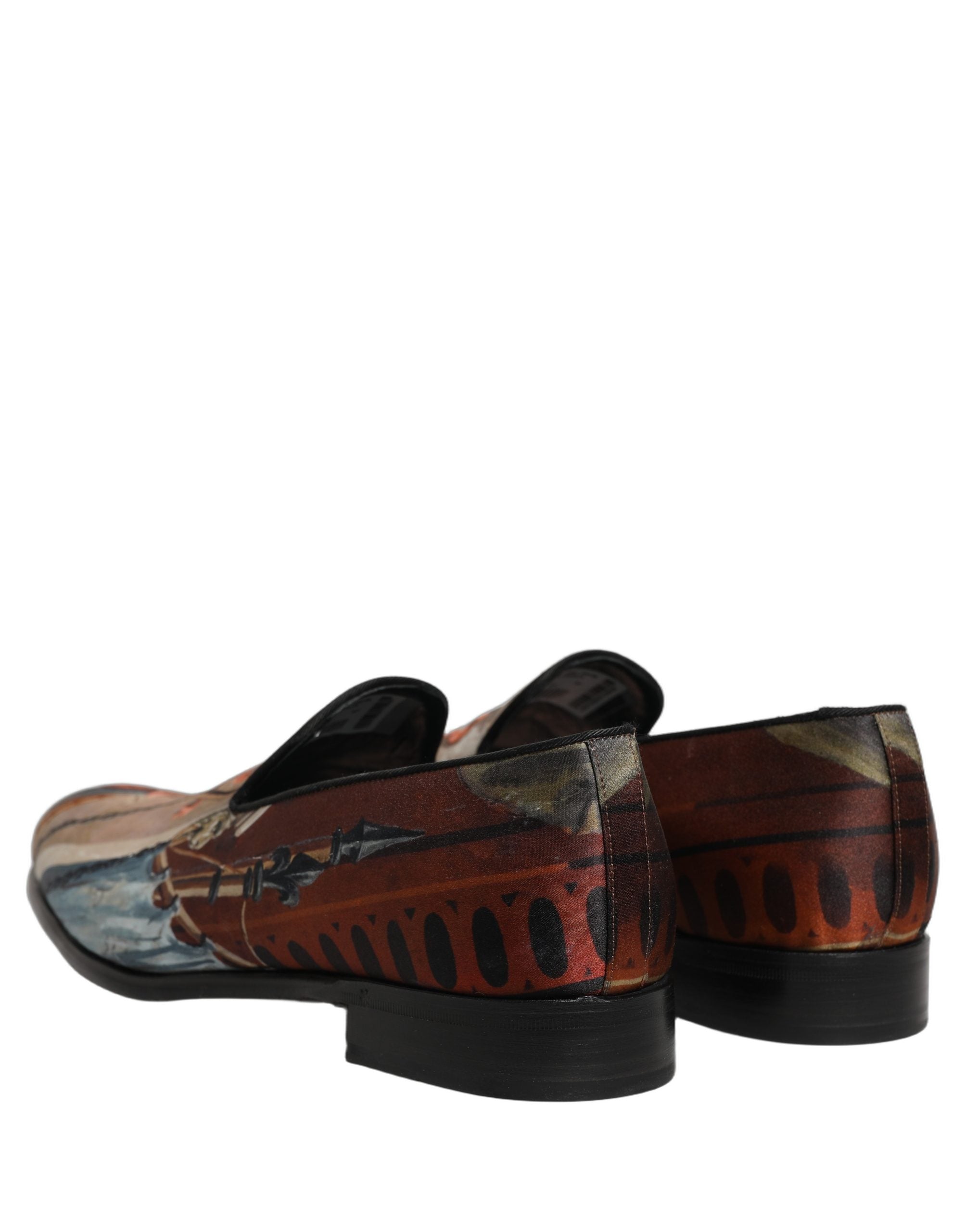 Dolce & Gabbana Multicolor Lion Print Slip On Loafers Shoes