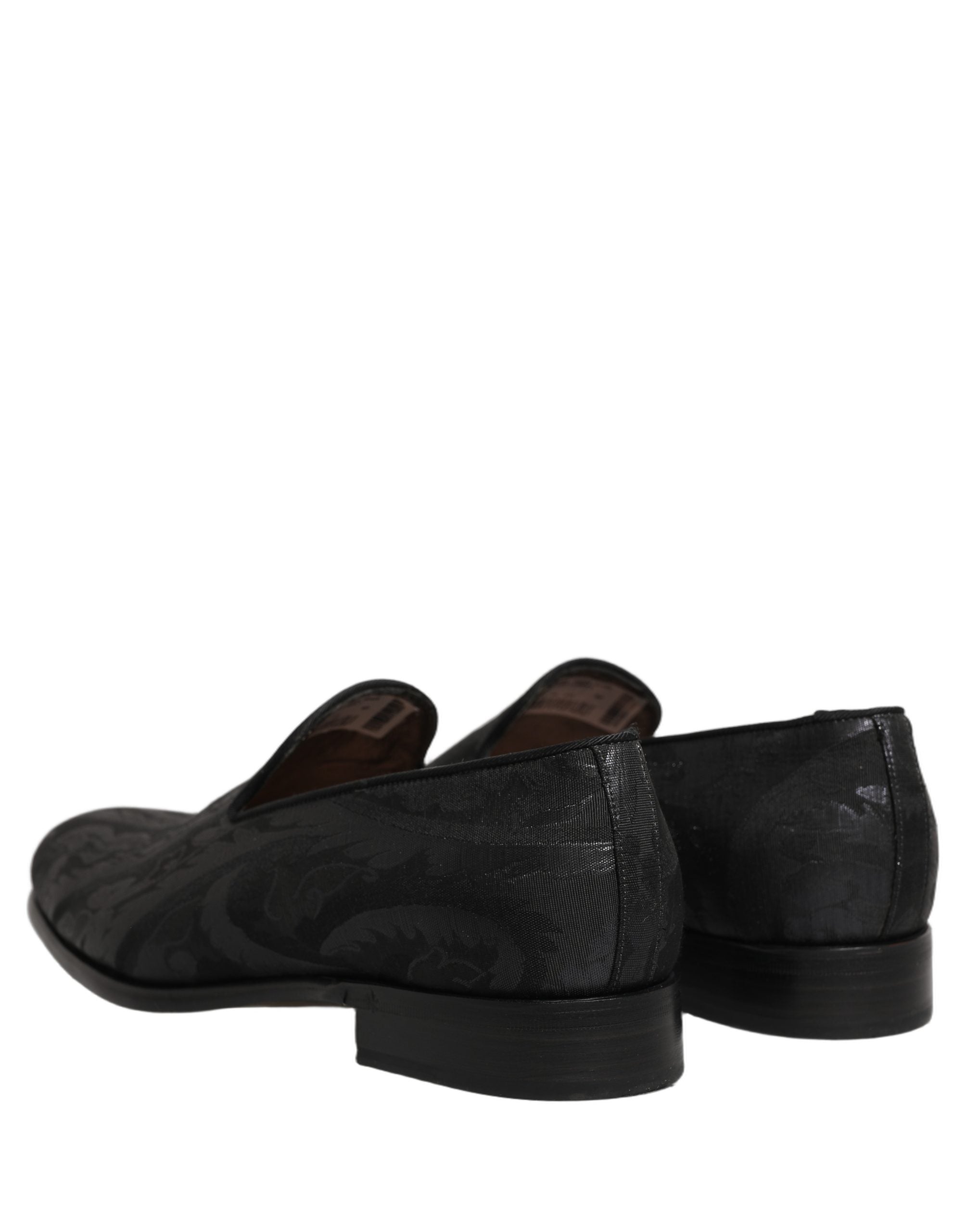 Dolce & Gabbana Black Brocade Men Slip On Dress Loafers Shoes