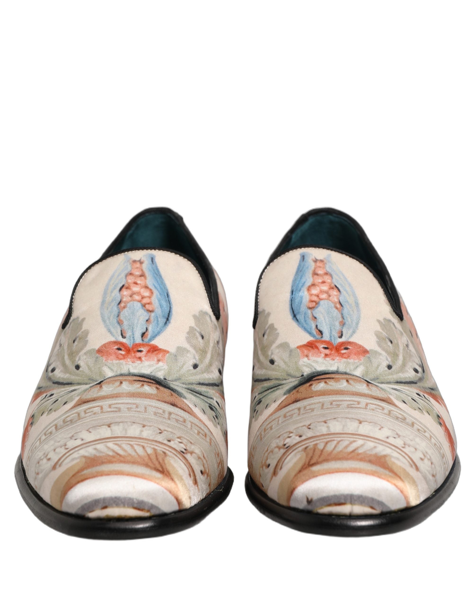 Dolce & Gabbana White Floral Vase Slip On Dress Loafers Shoes