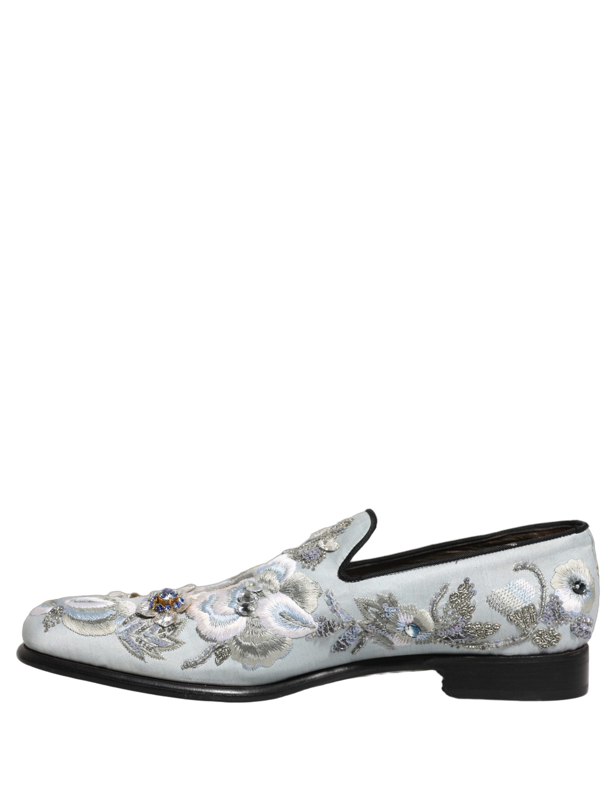 Dolce & Gabbana White Floral Embellished Men Loafers  Shoes
