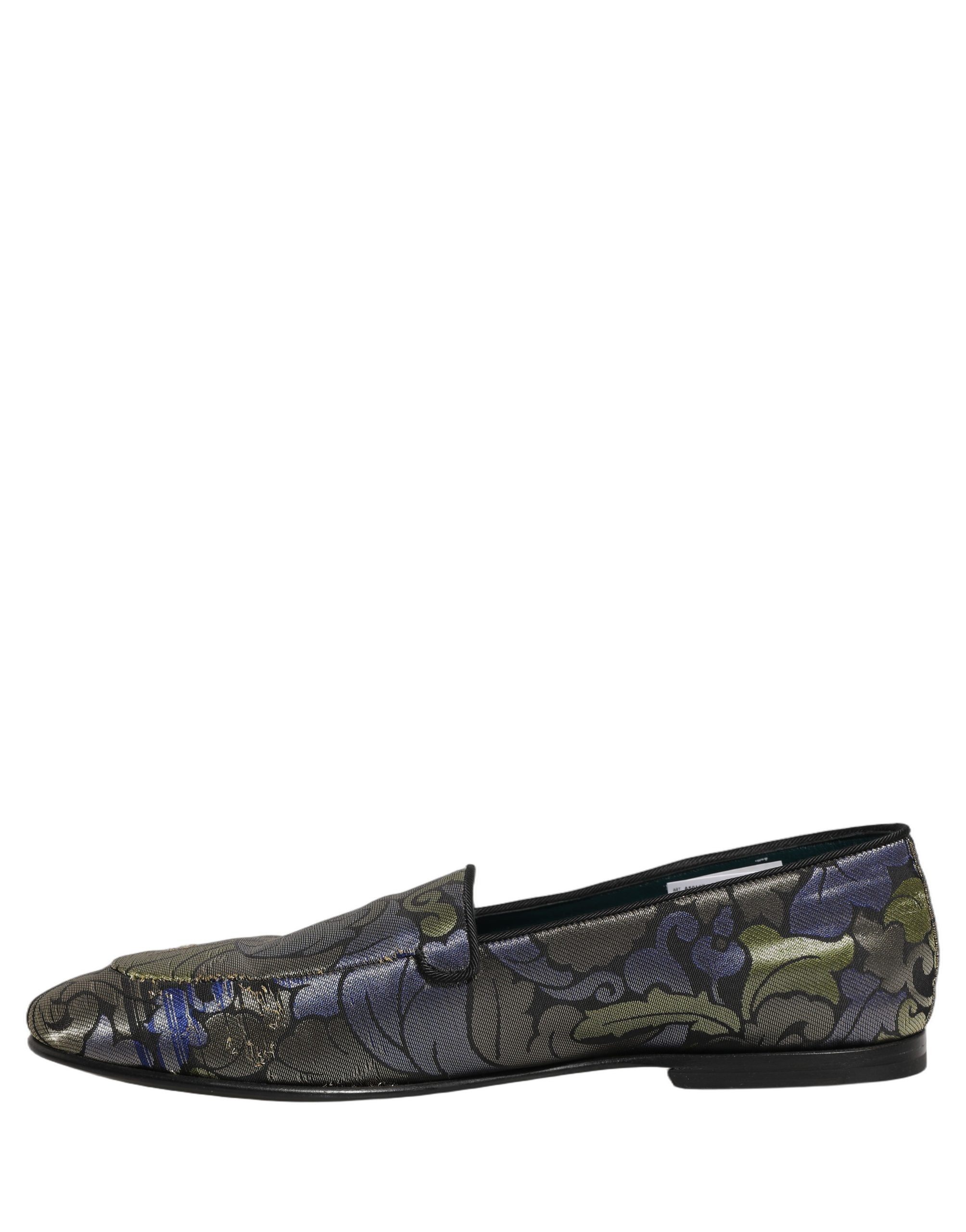 Dolce & Gabbana Multicolor Floral Jacquard Men Loafers Shoes