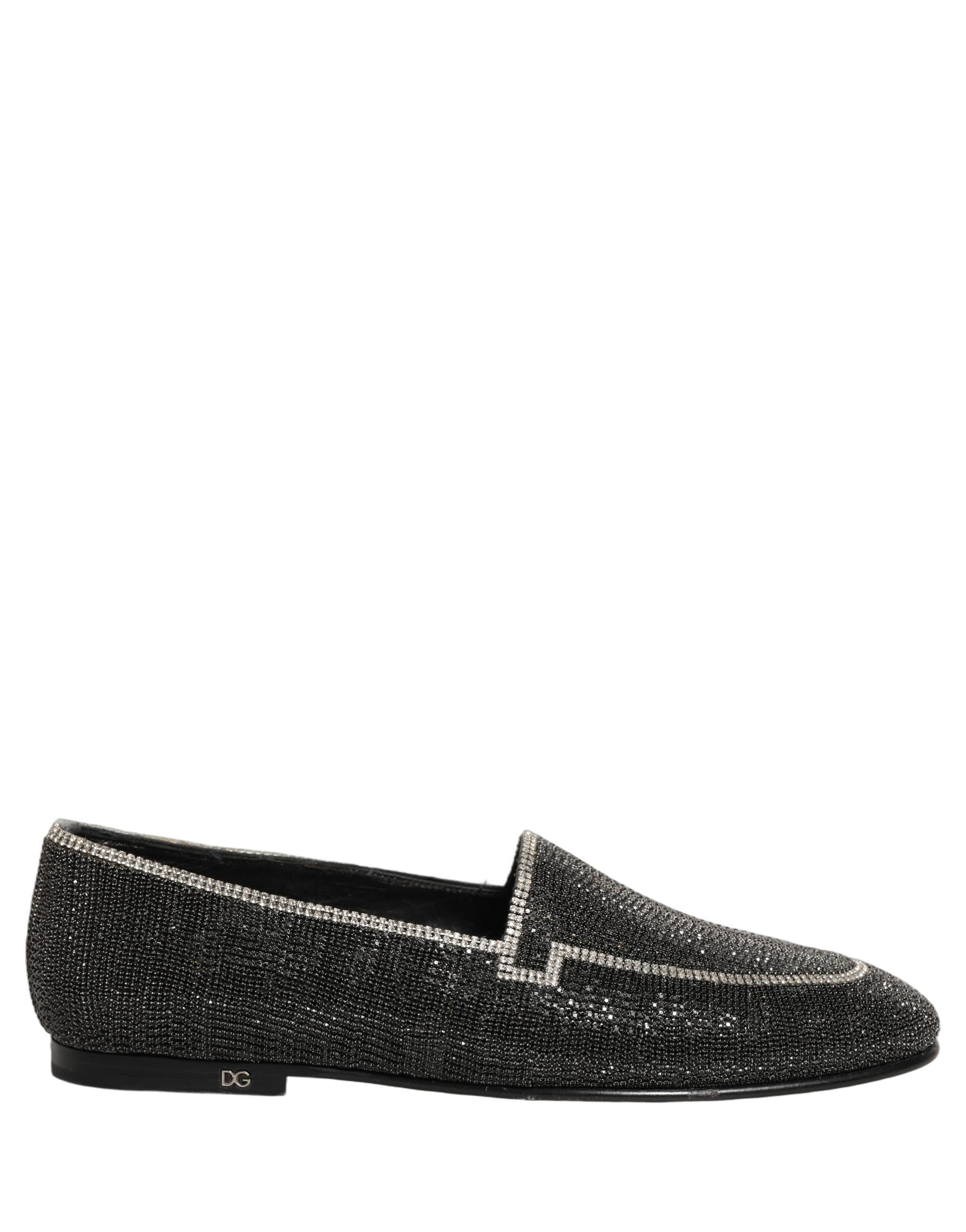 Dolce & Gabbana Black Crystal Embellished Men Loafers Shoes