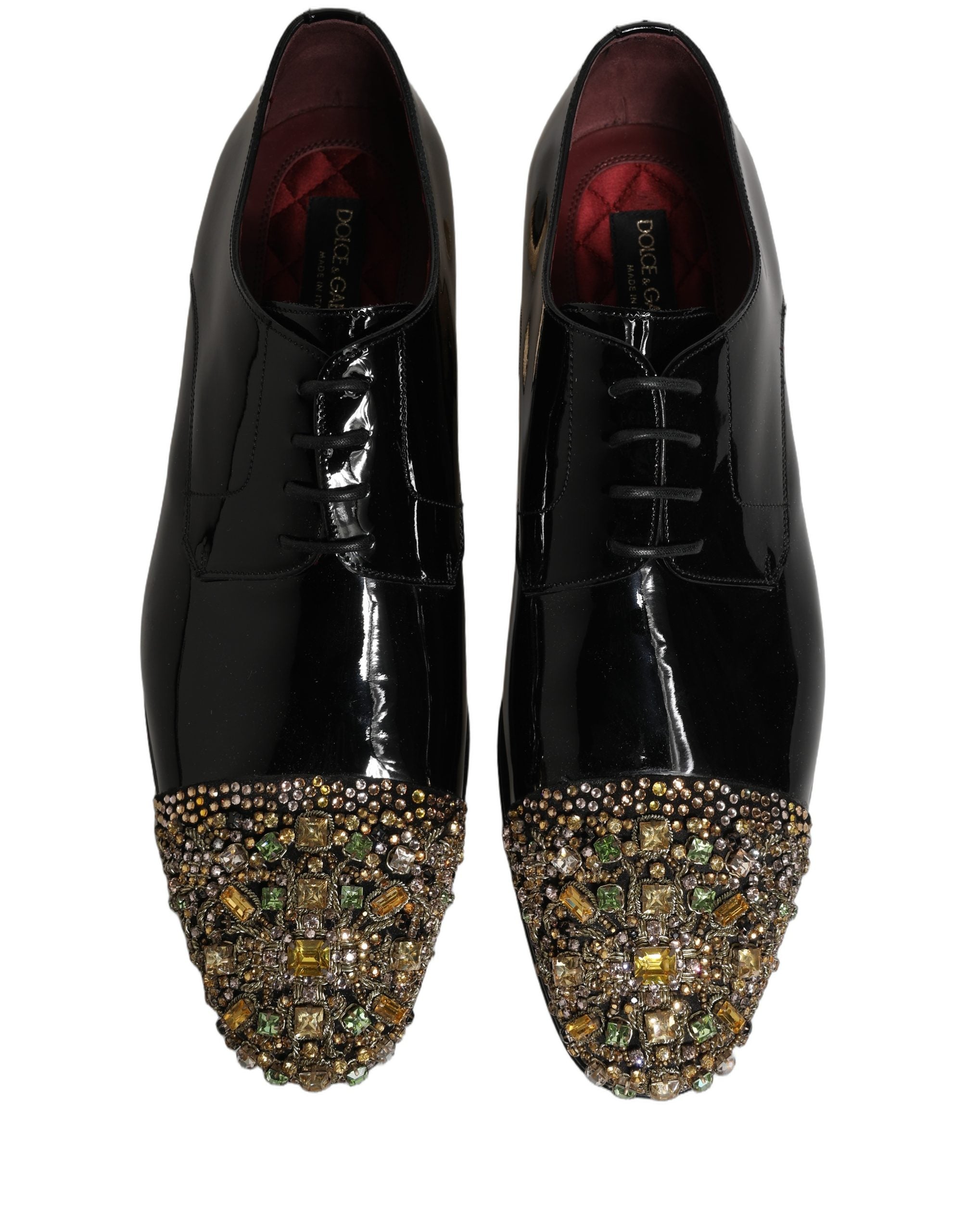 Dolce & Gabbana Black Embellished Men Derby Dress Formal Shoes