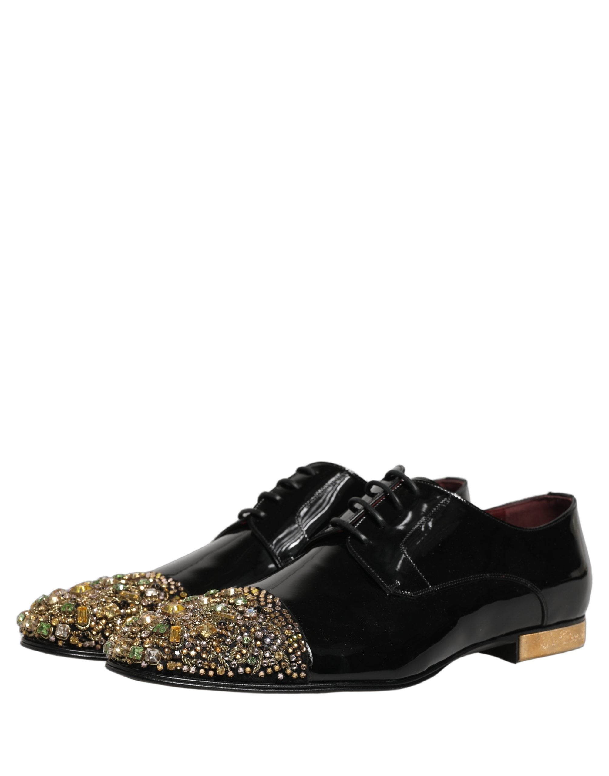 Dolce & Gabbana Black Embellished Men Derby Dress Formal Shoes