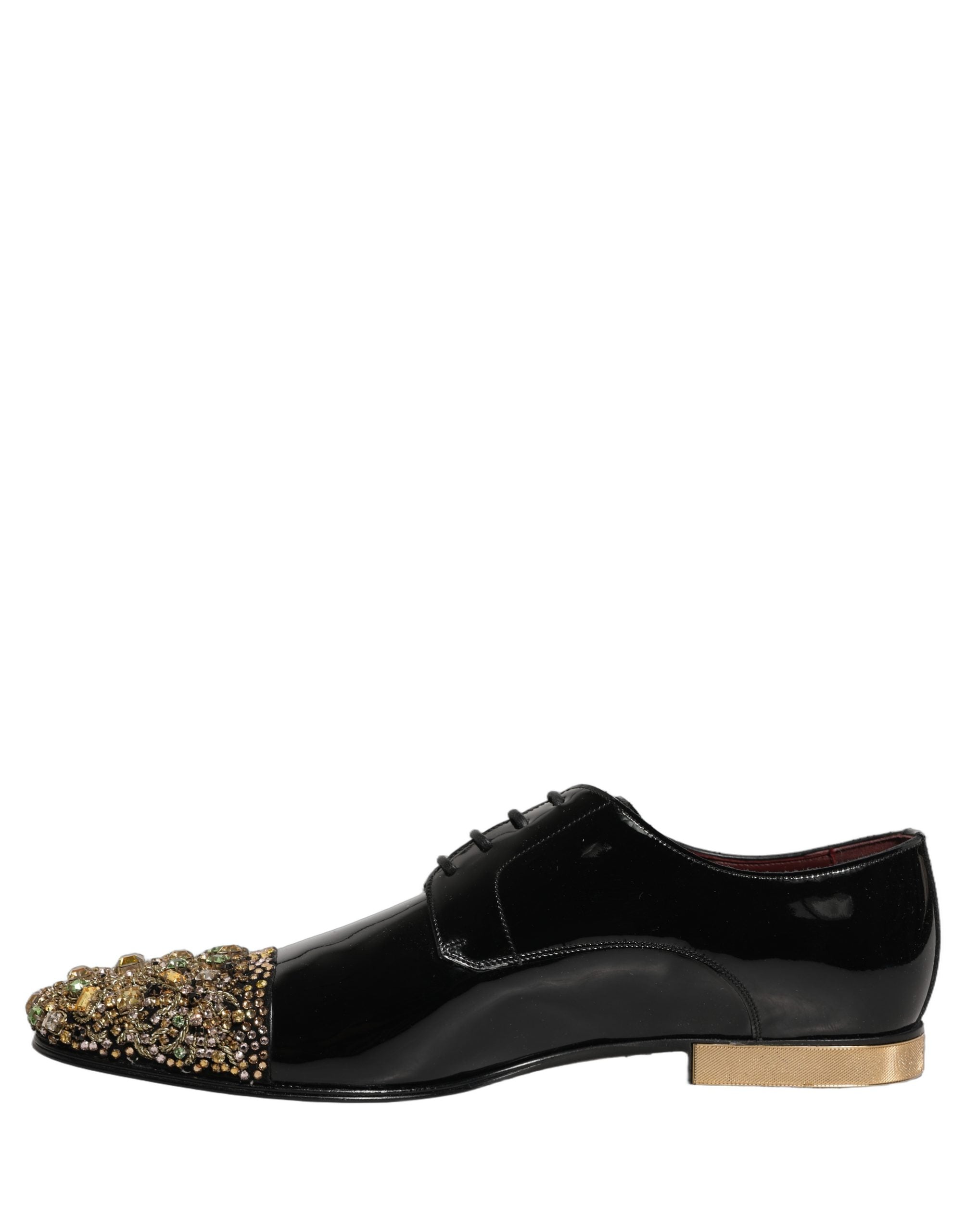 Dolce & Gabbana Black Embellished Men Derby Dress Formal Shoes