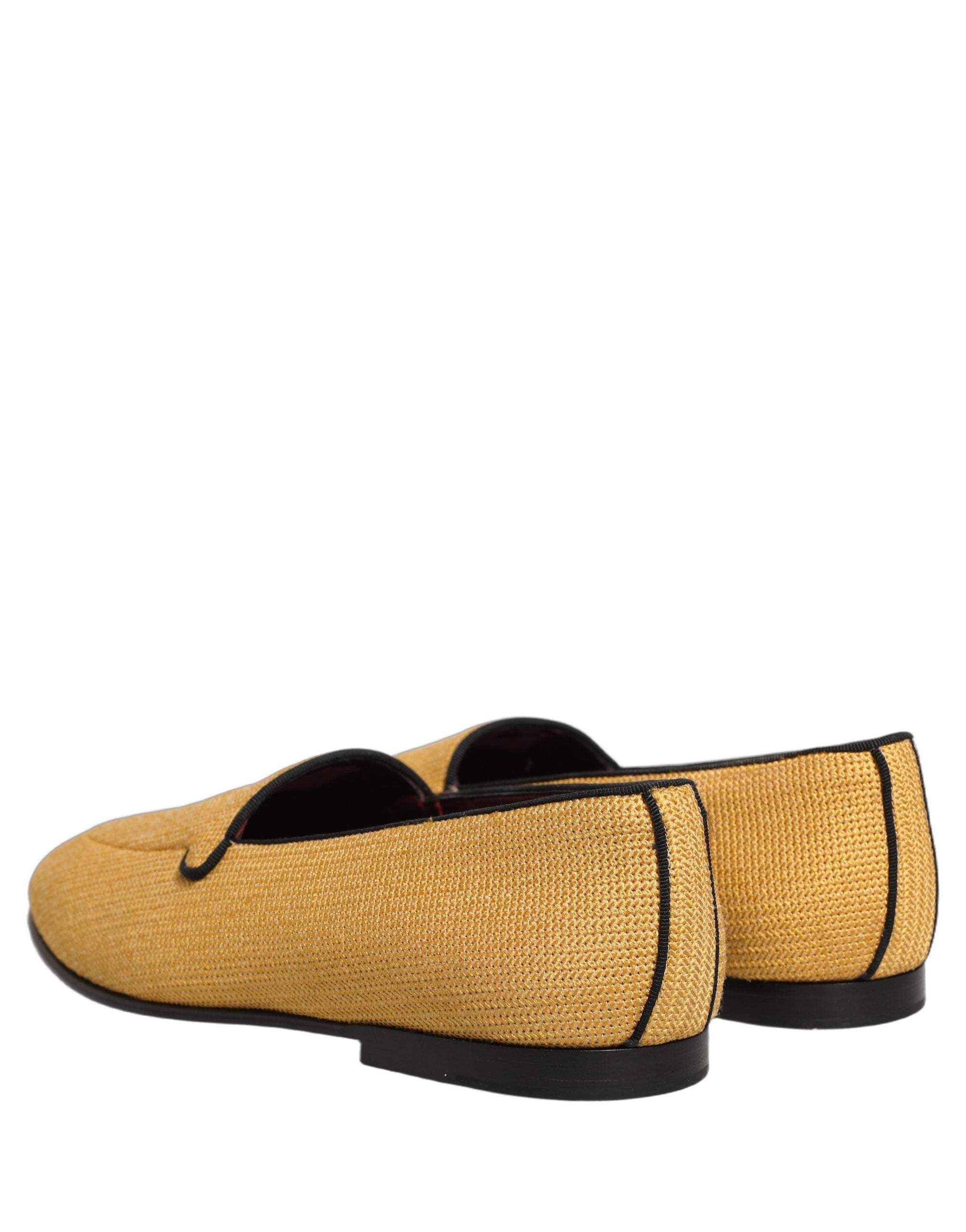 Dolce & Gabbana Yellow Woven Men Slip On Dress Loafers Shoes