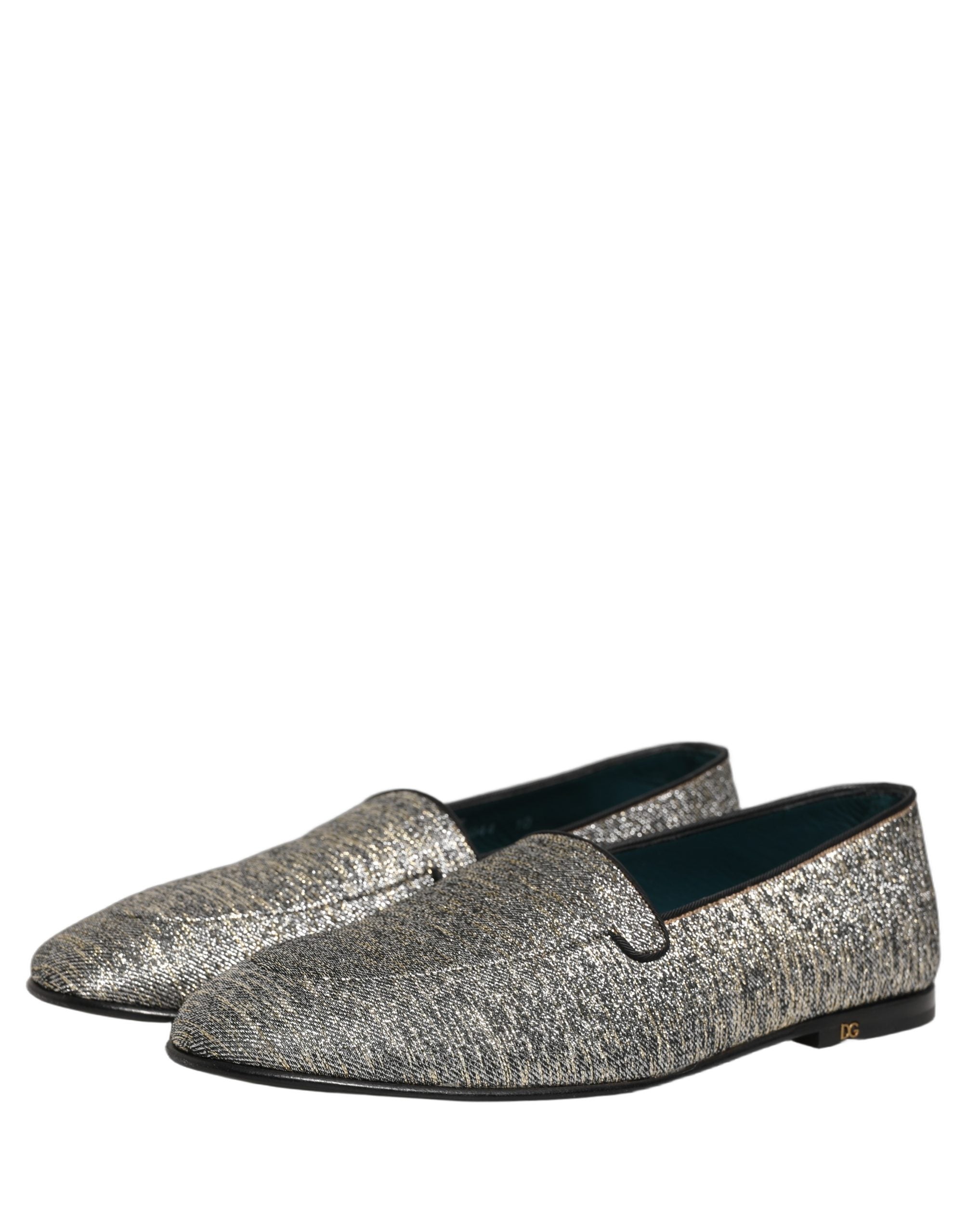 Dolce & Gabbana Gray Lurex Glitter Men Dress Loafers Shoes