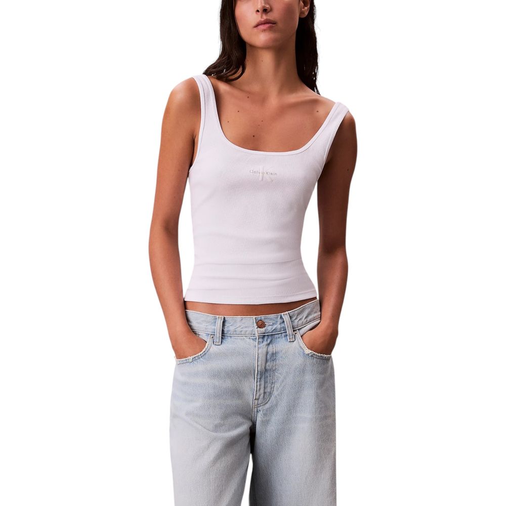 Calvin Klein Jeans White Cotton Tank Tops
