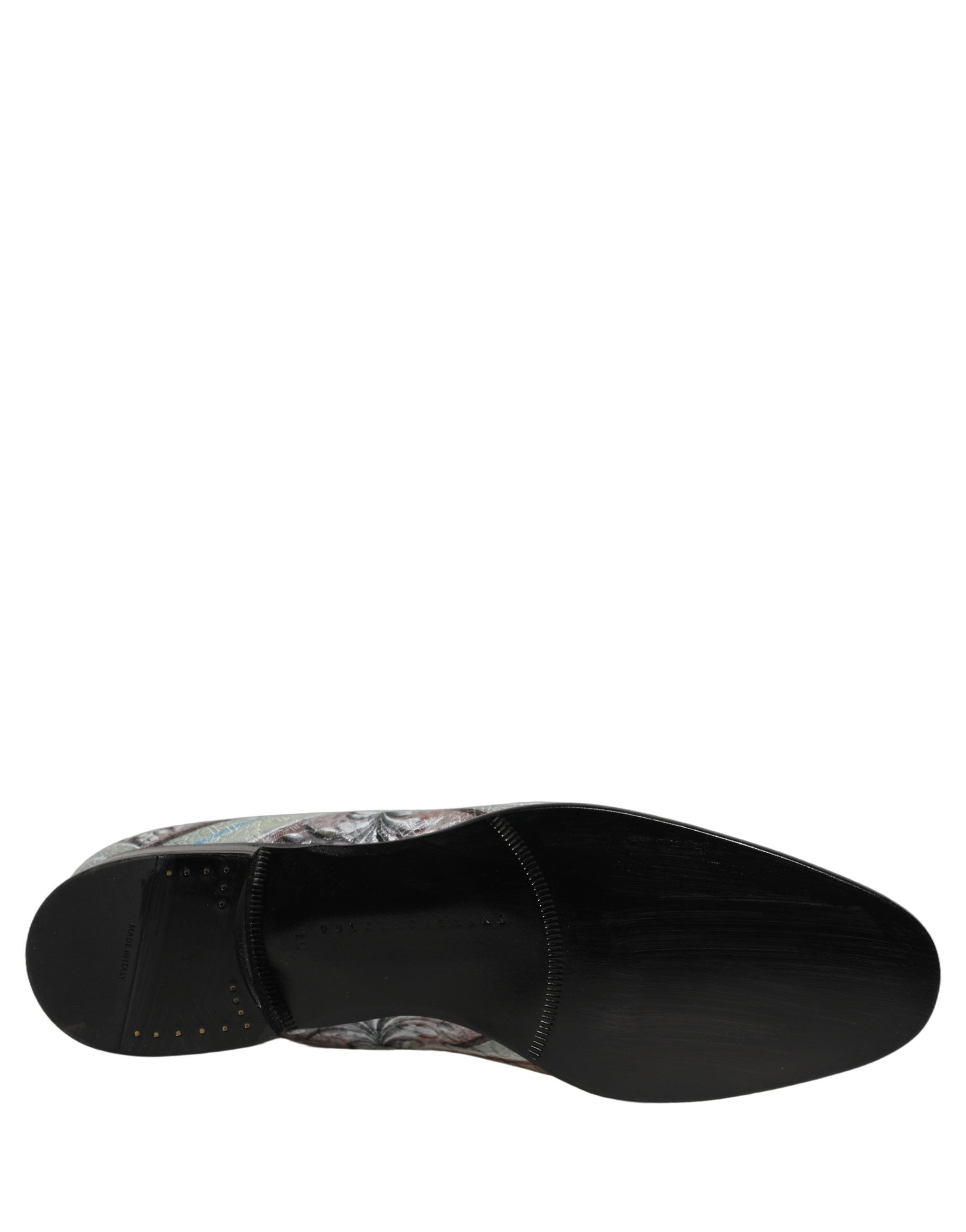 Dolce & Gabbana Multicolor Velvet Baroque Dress Loafers Shoes