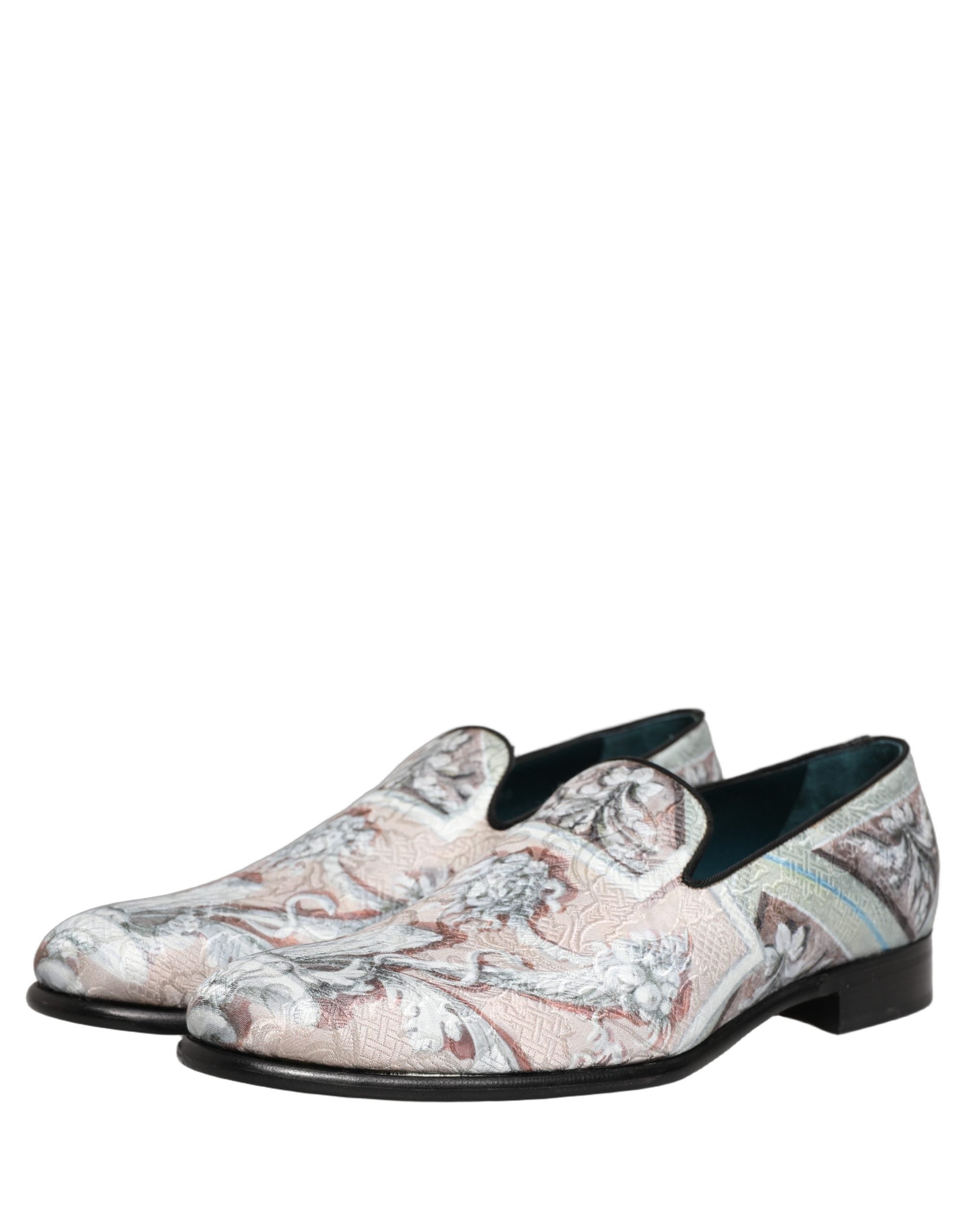 Dolce & Gabbana Multicolor Velvet Baroque Dress Loafers Shoes