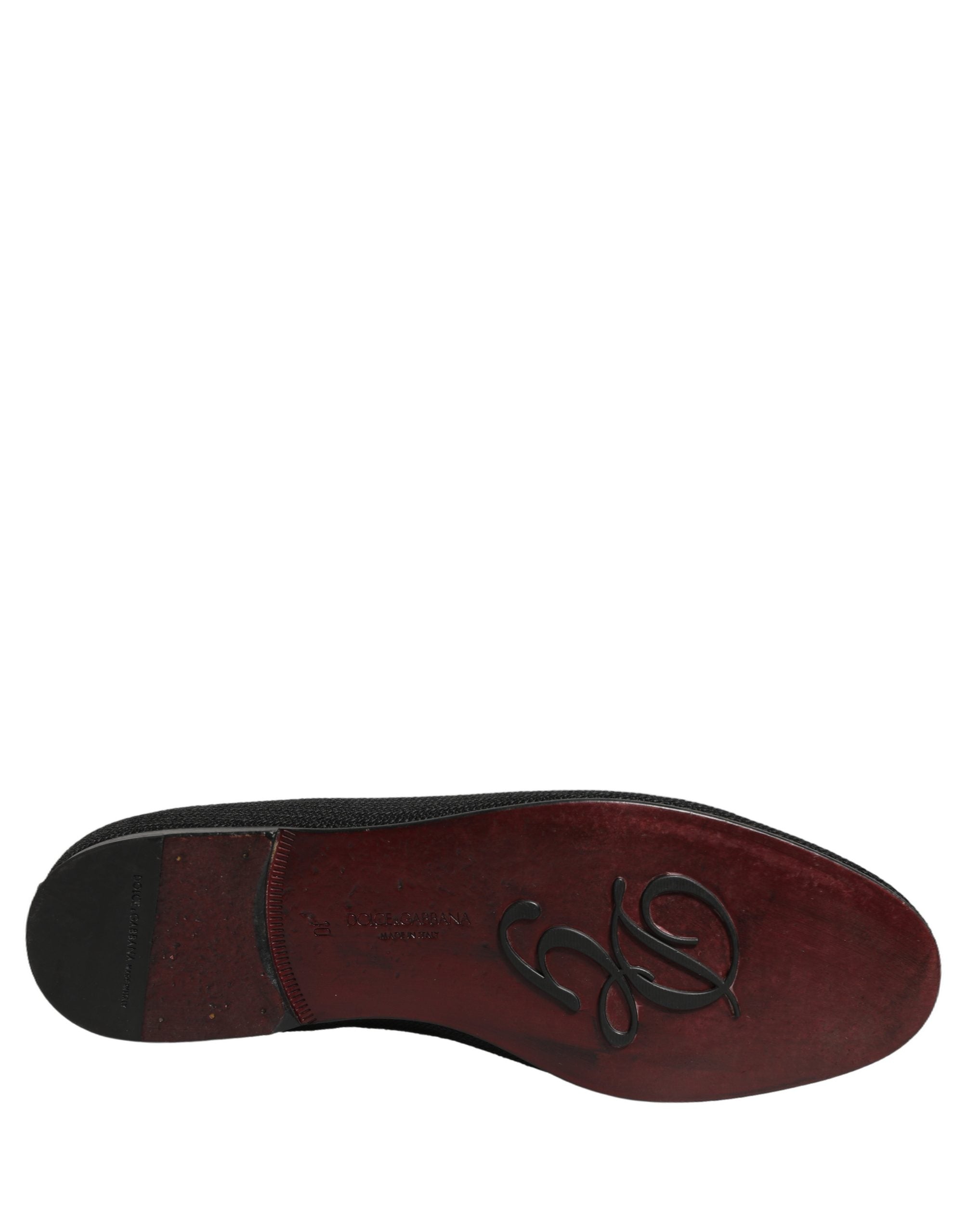 Dolce & Gabbana Black Woven Men Slip On Dress Loafers Shoes