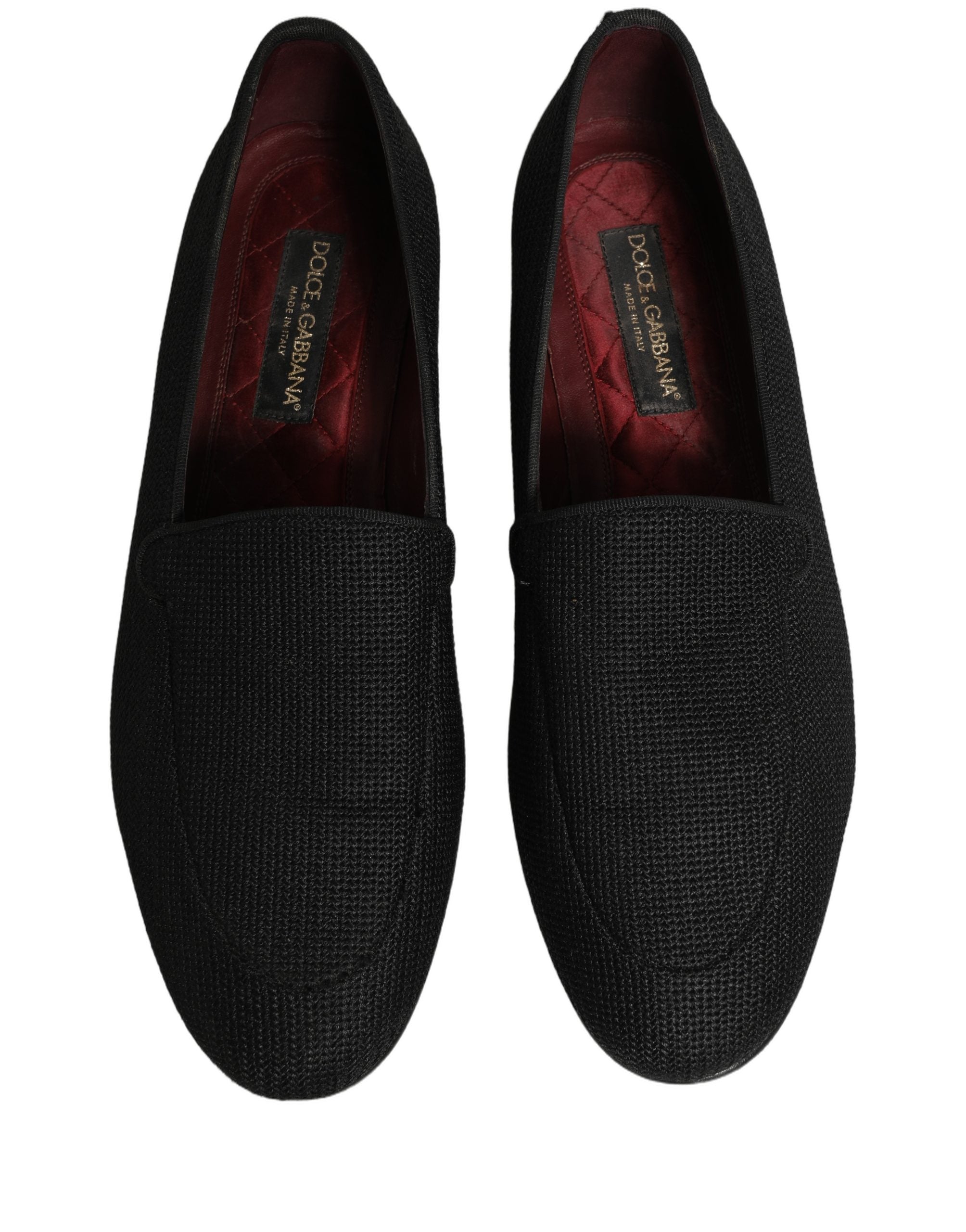 Dolce & Gabbana Black Woven Men Slip On Dress Loafers Shoes