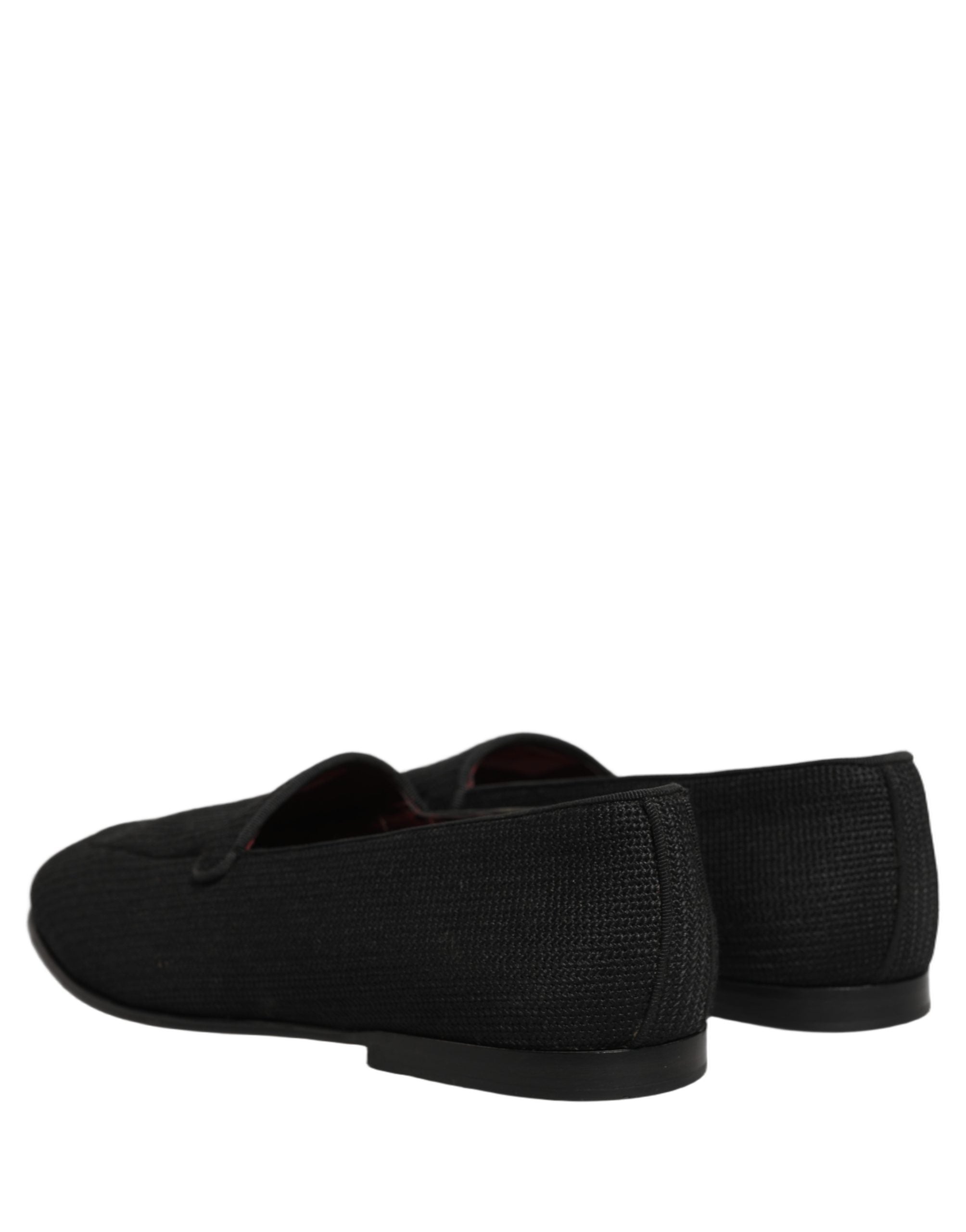 Dolce & Gabbana Black Woven Men Slip On Dress Loafers Shoes