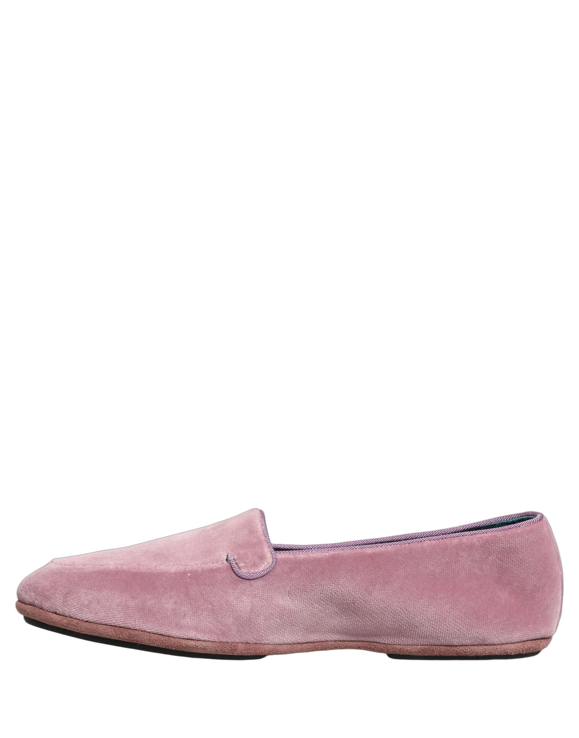 Dolce & Gabbana Pink Velvet Slip On Men Flats Loafers Shoes