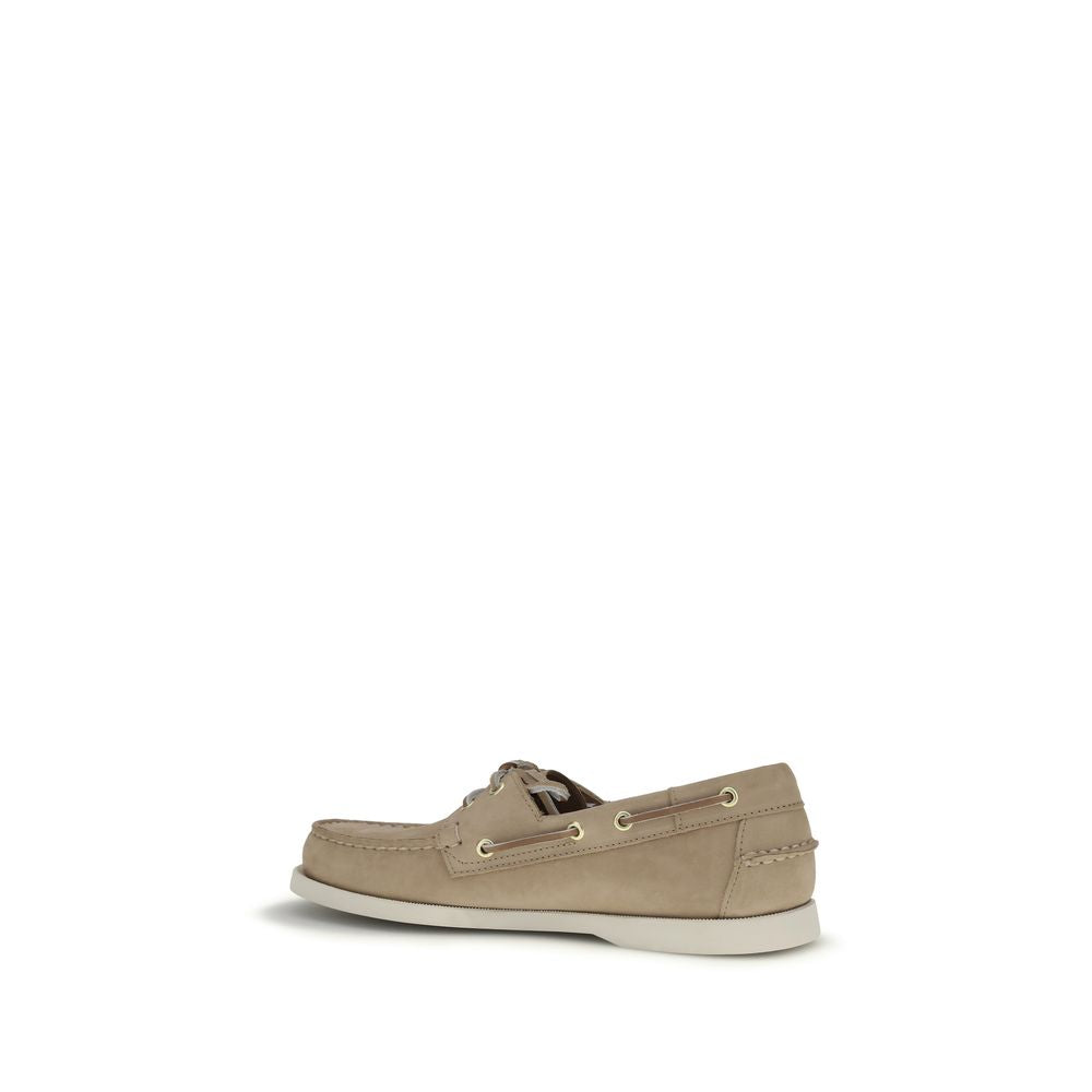 Sebago Beige Calf Leather Bos Taurus Slip-On Loafers