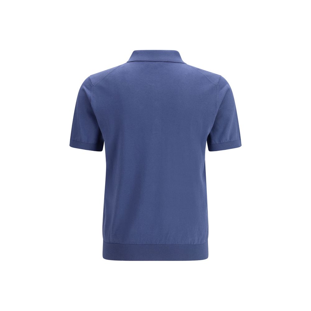 Piacenza Cashmere Blue Cotton Polo Shirt