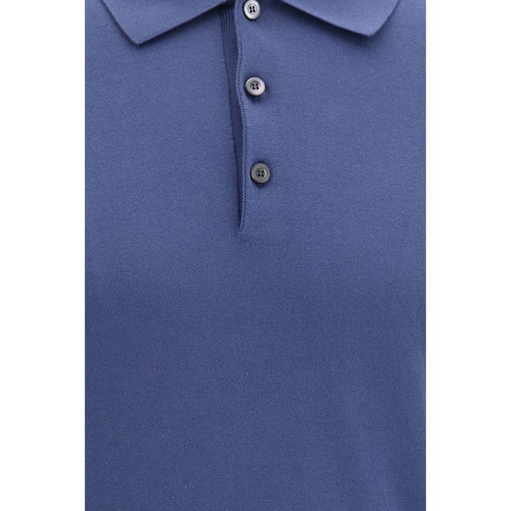 Piacenza Cashmere Blue Cotton Polo Shirt