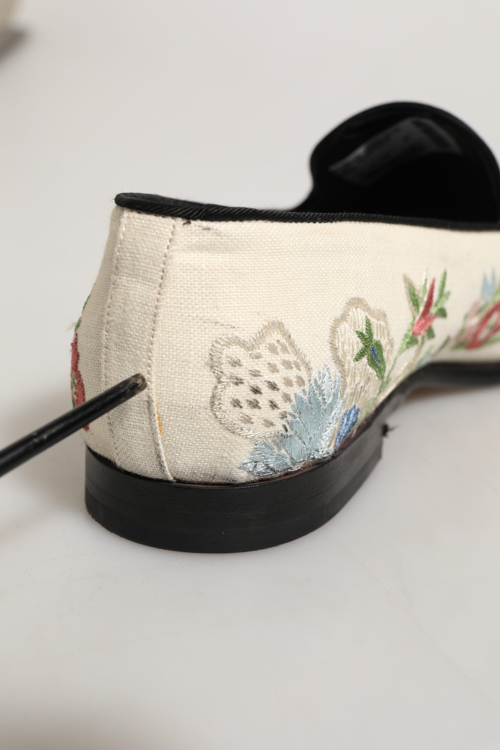 Dolce & Gabbana White Floral Embroidery Dress Loafers Shoes