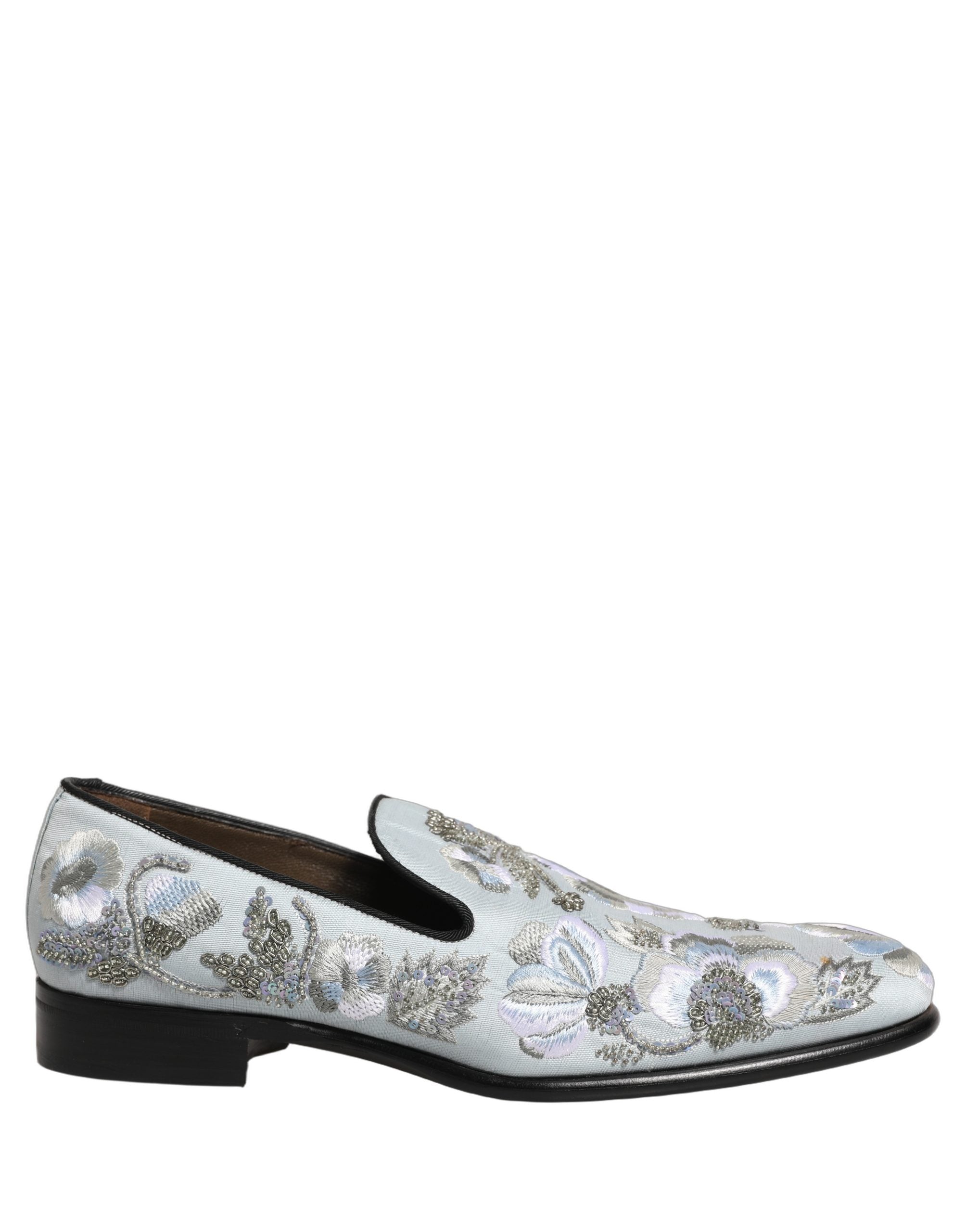 Dolce & Gabbana White Floral Embellished Men Loafers Shoes