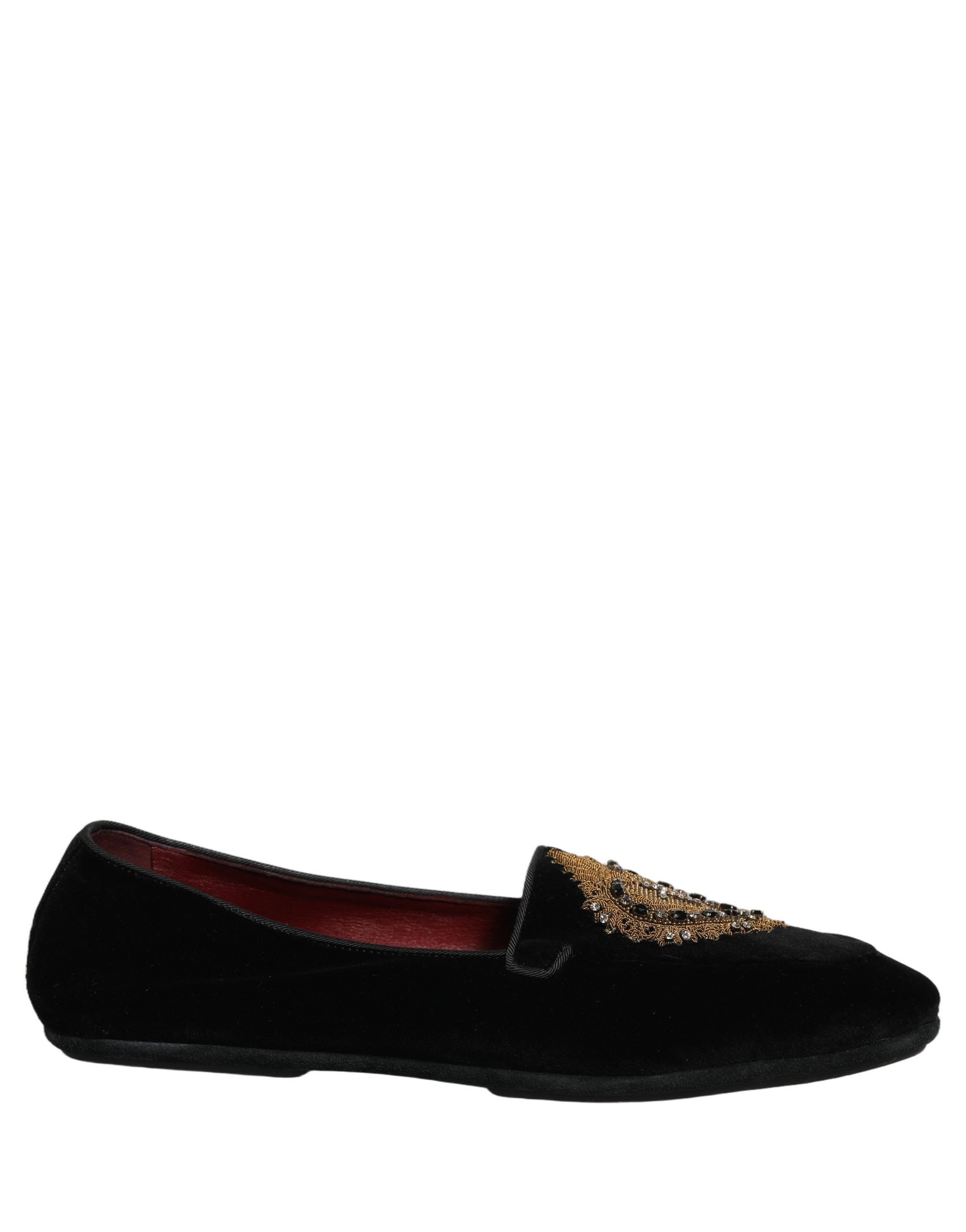 Dolce & Gabbana Black Velvet Sacred Heart Dress Loafers Shoes