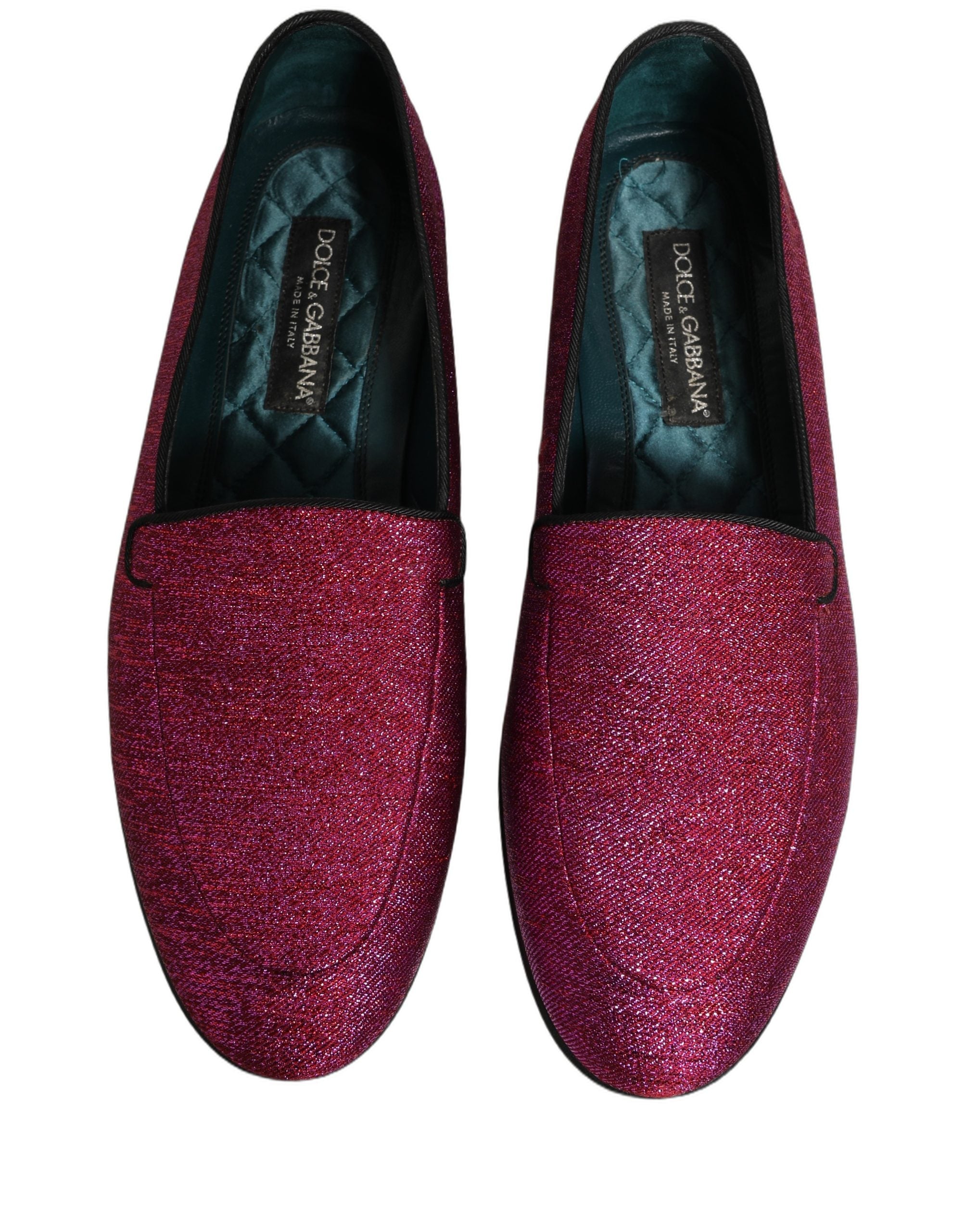 Dolce & Gabbana Pink Glitter Lurex Logo Dress Loafers Shoes
