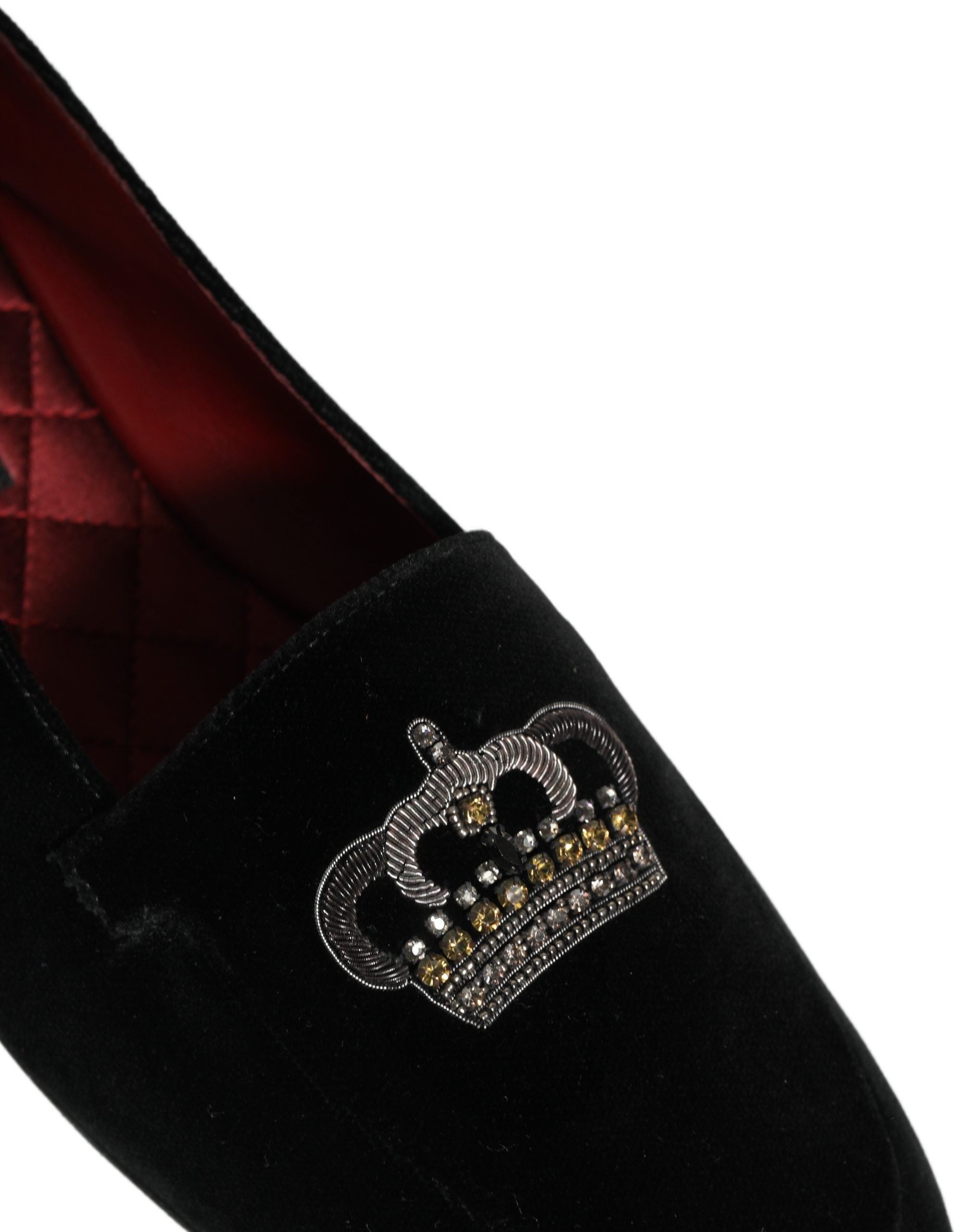 Dolce & Gabbana Black Crown Embellished Dress Loafers Shoes