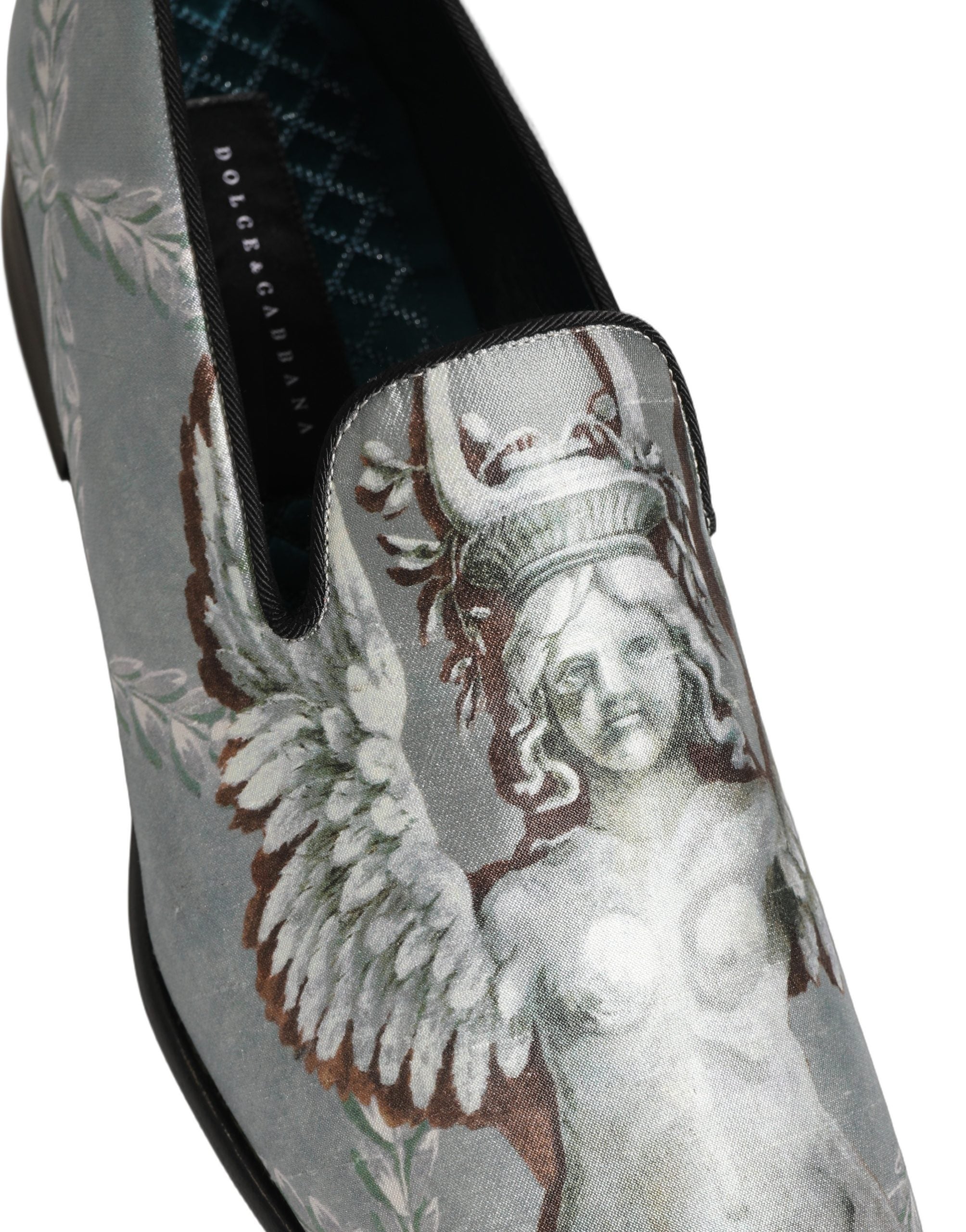 Dolce & Gabbana Gray Baroque Angel Velvet Moccasin