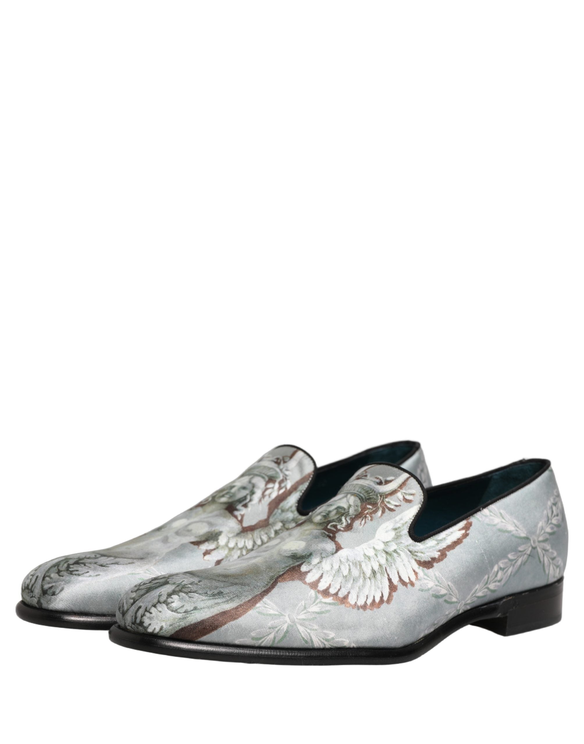 Dolce & Gabbana Gray Baroque Angel Velvet Moccasin