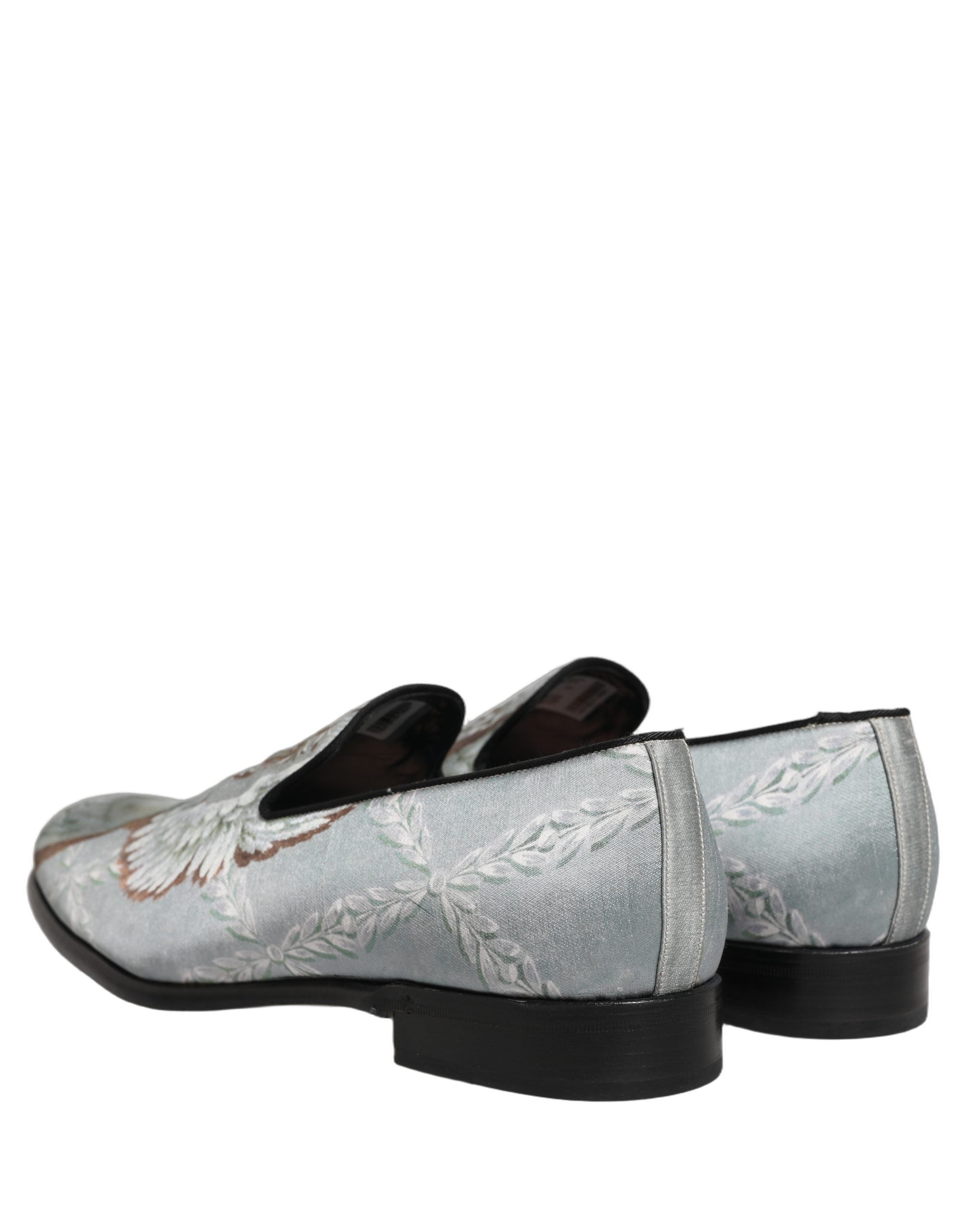 Dolce & Gabbana Gray Baroque Angel Velvet Moccasin