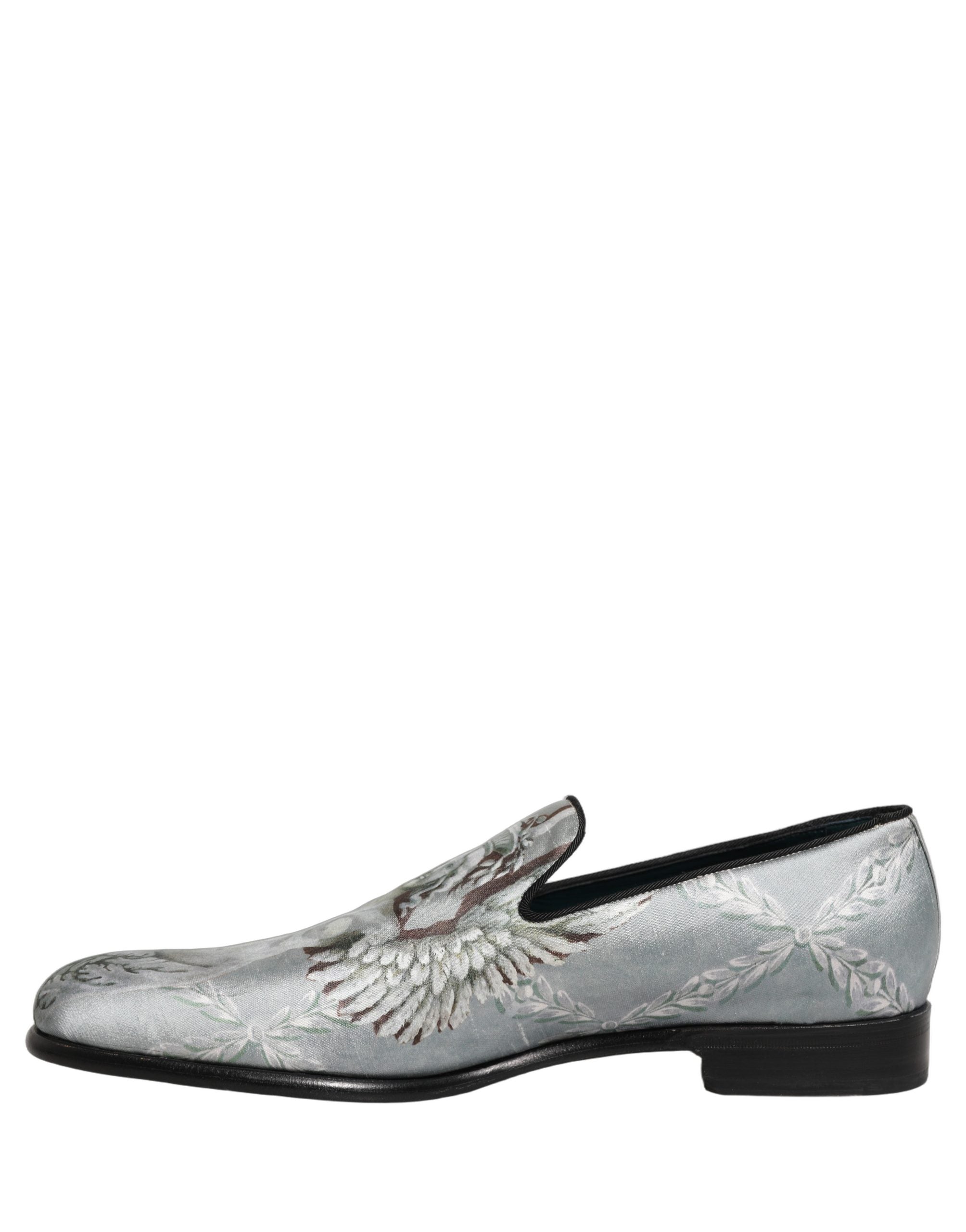 Dolce & Gabbana Gray Baroque Angel Velvet Moccasin