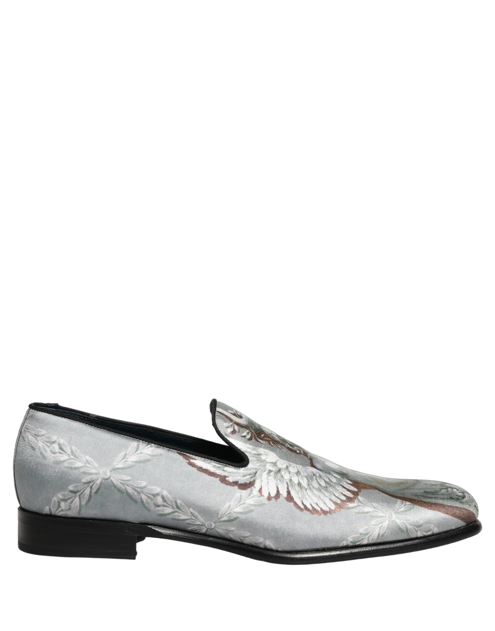 Dolce & Gabbana Gray Baroque Angel Velvet Moccasin