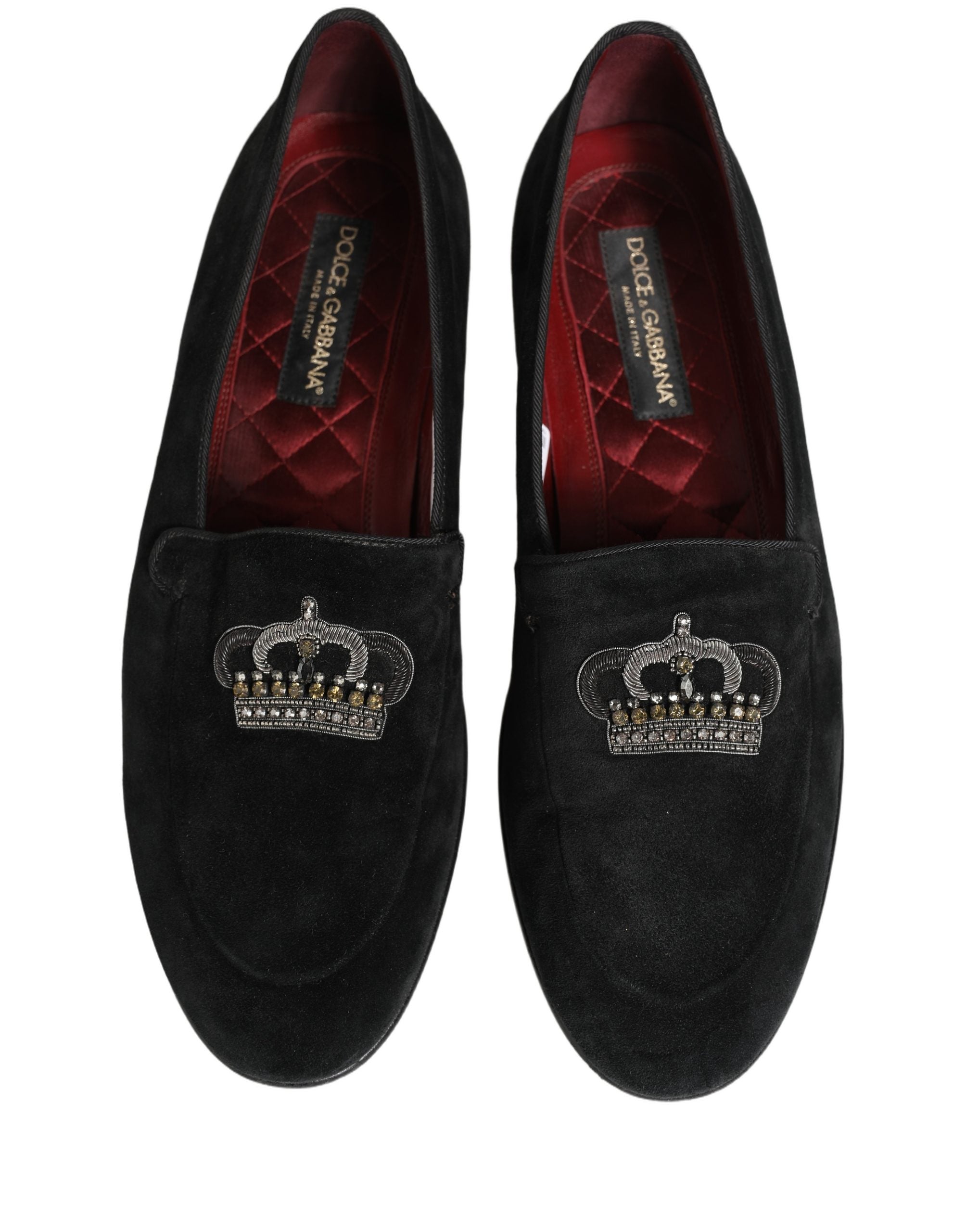 Dolce & Gabbana Black Crown Embellished Dress Loafers Shoes