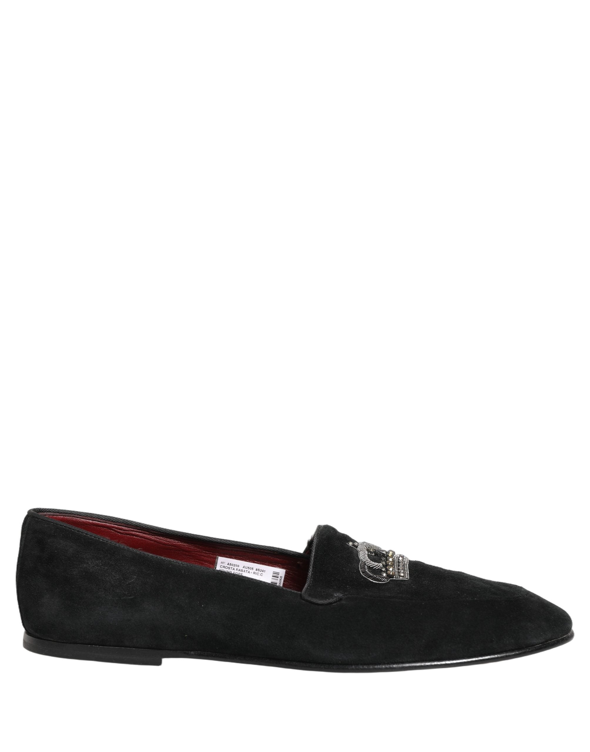 Dolce & Gabbana Black Crown Embellished Dress Loafers Shoes