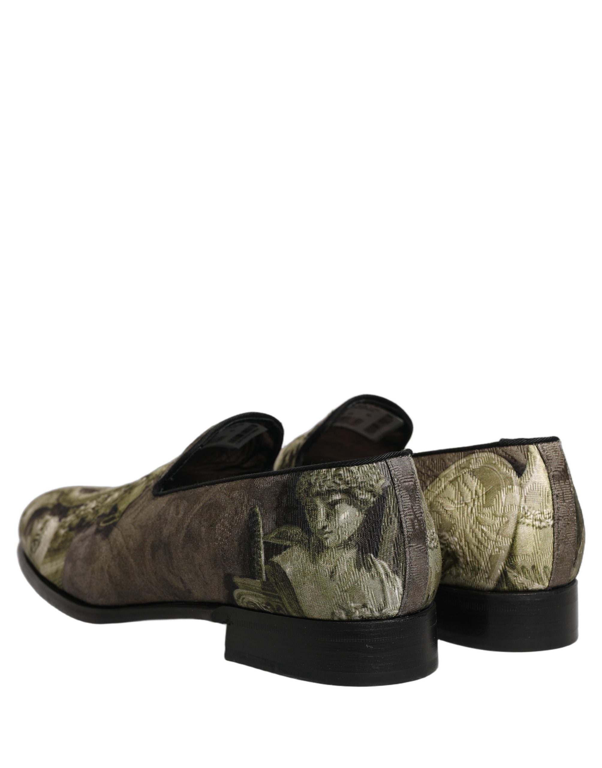 Dolce & Gabbana Brown Baroque Print Slip On Men Loafers Shoes