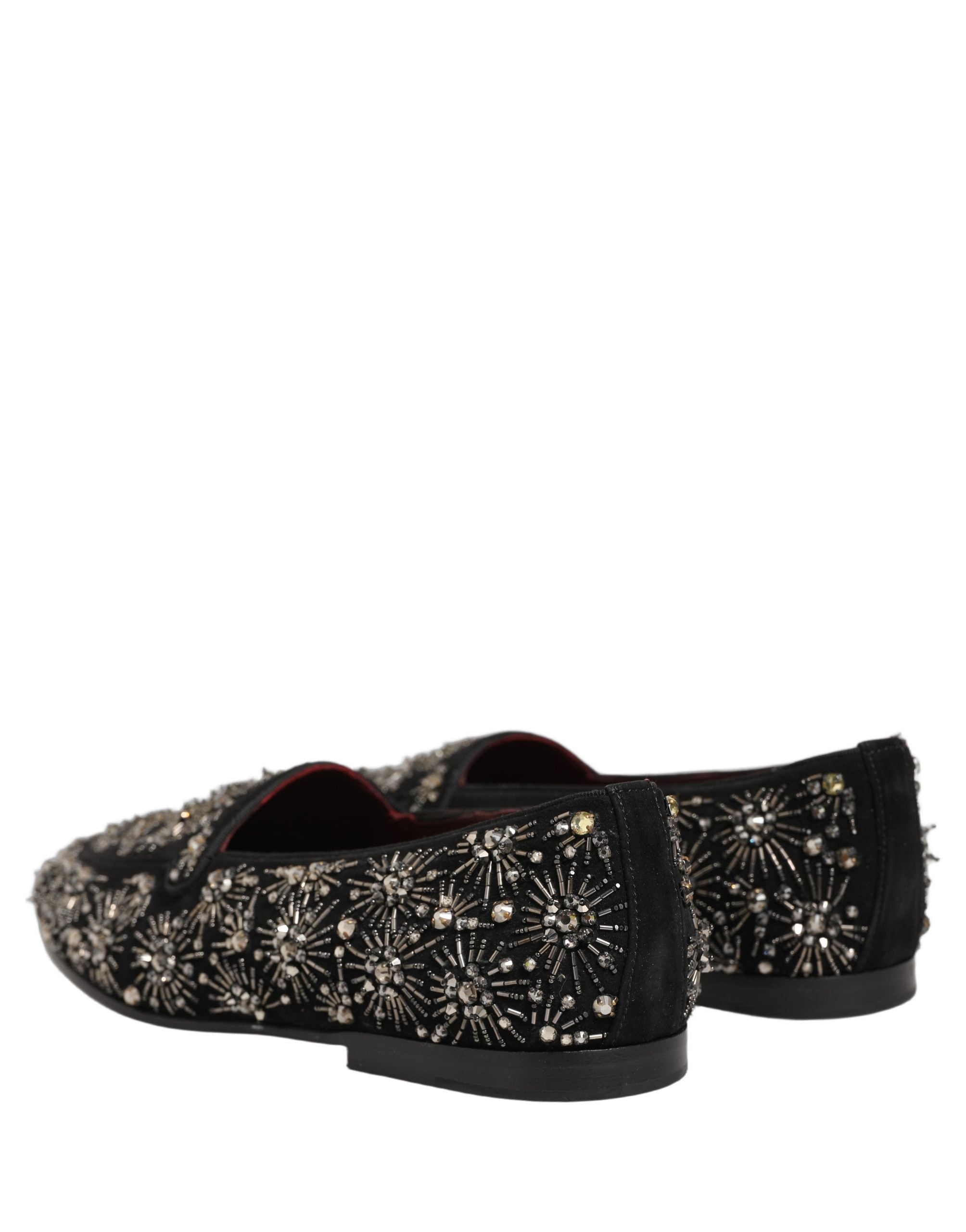 Dolce & Gabbana Black Crystal Embellished Dress Loafers Shoes