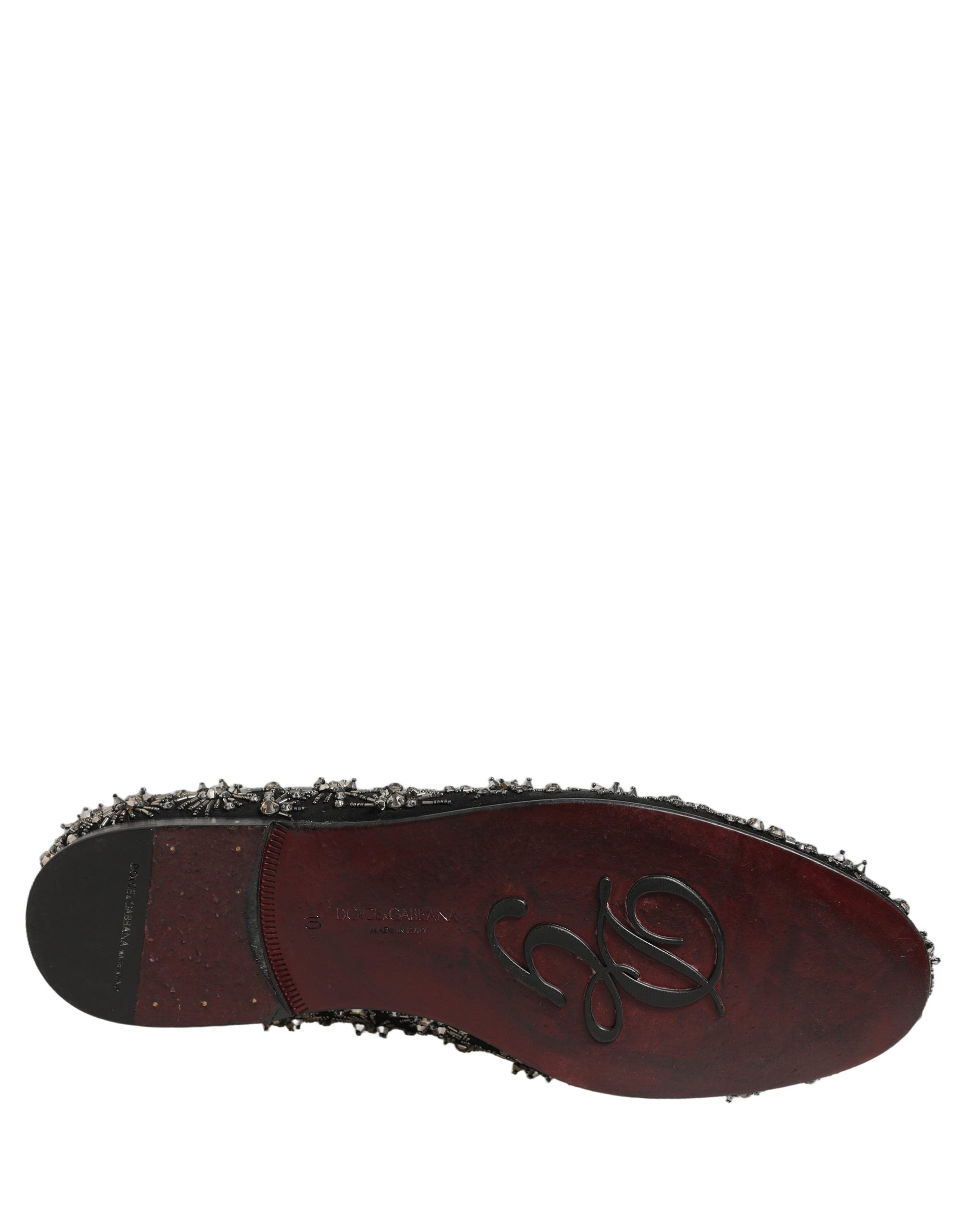 Dolce & Gabbana Black Crystal Embellished Dress Loafers Shoes
