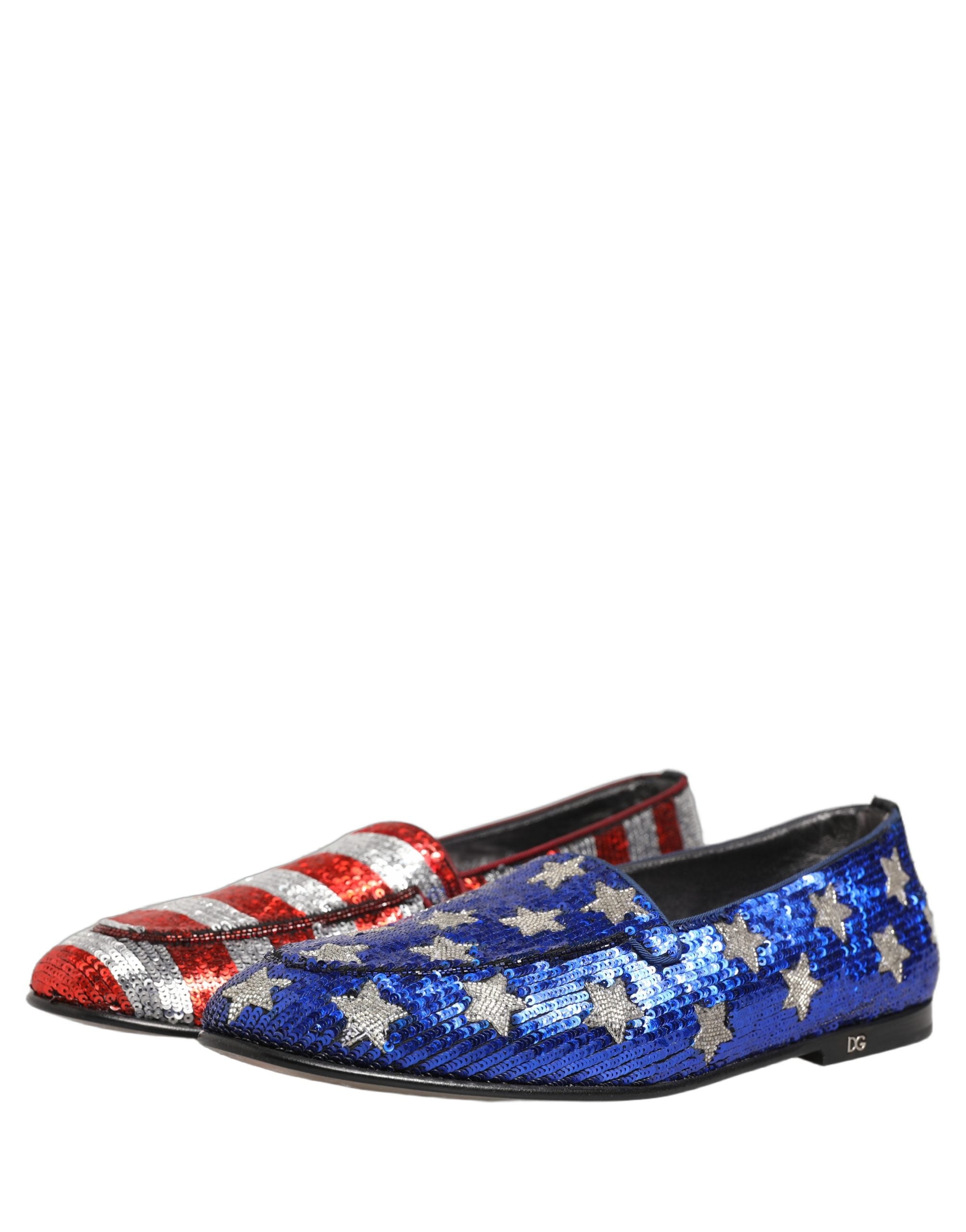 Dolce & Gabbana Multicolor Flag Sequin Dress Loafers Shoes