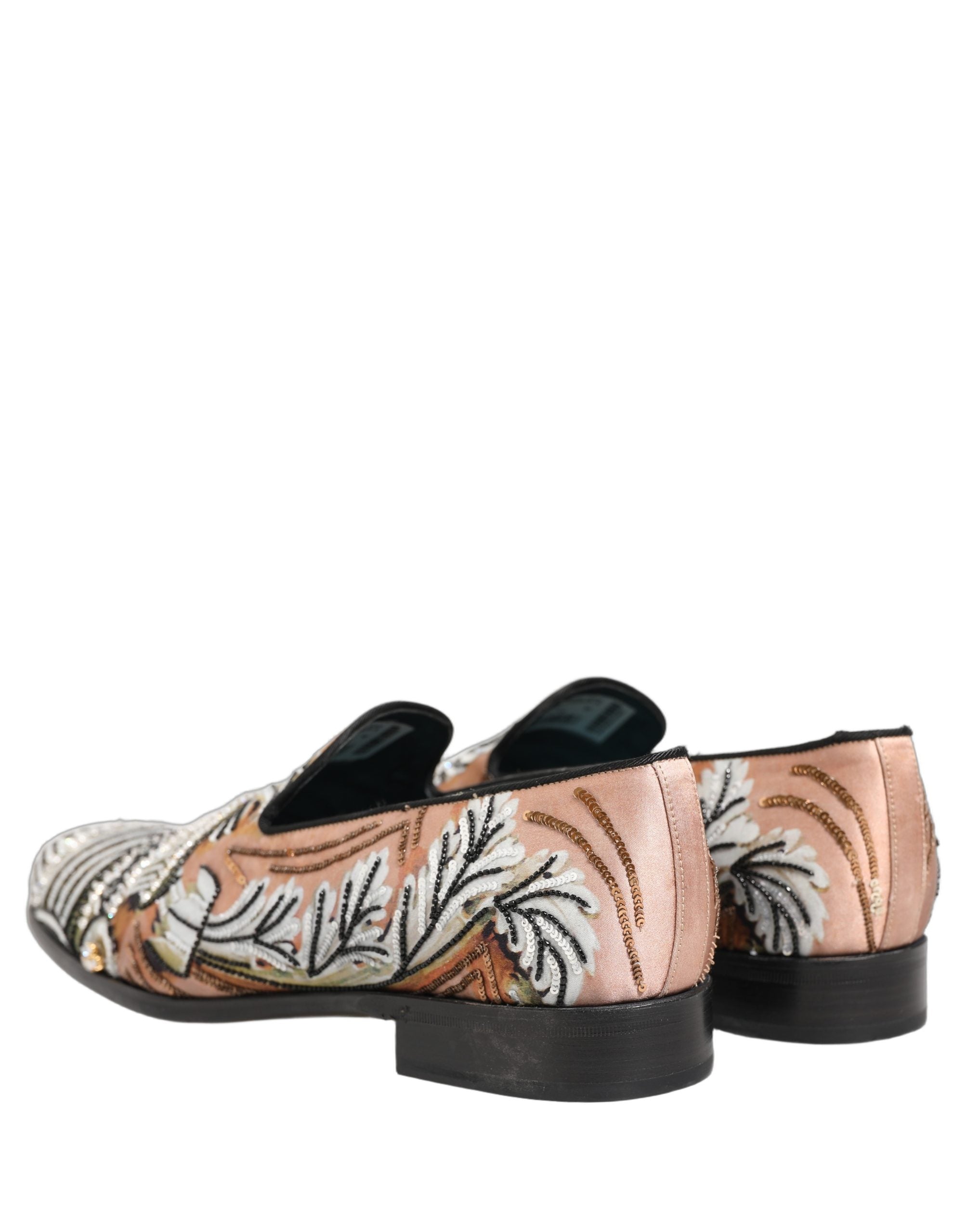 Dolce & Gabbana Multicolor Brocade Sequin Dress Loafers Shoes