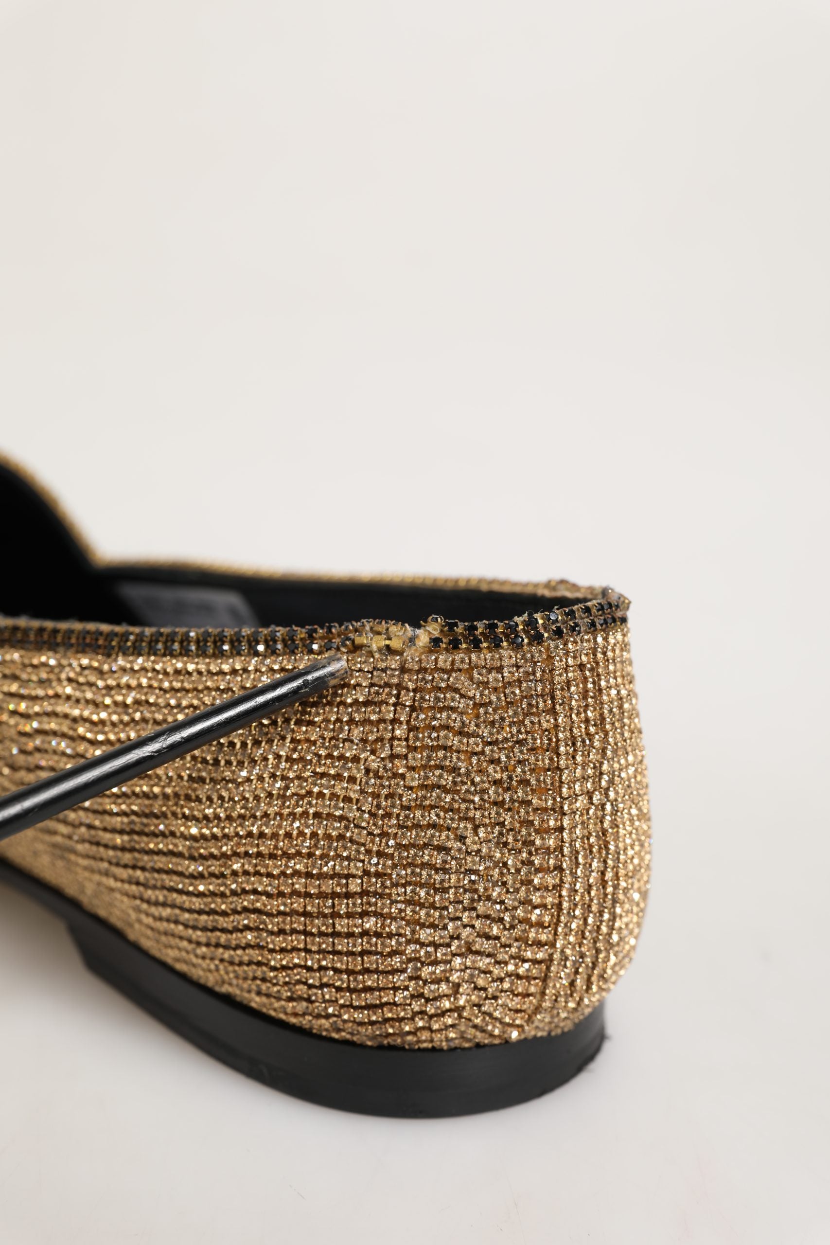 Dolce & Gabbana Gold Crystal Embellished Men Loafers Shoes